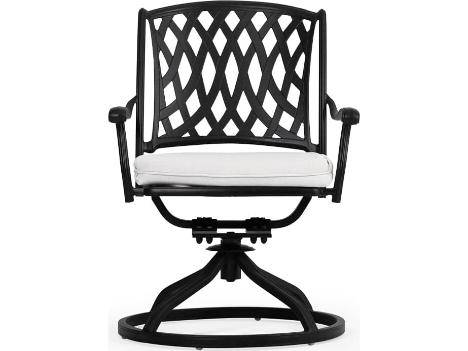 Watermark Living Oxford Cast Aluminum Weathered Black Swivel Tilt Outdoor Dining Arm Chair
