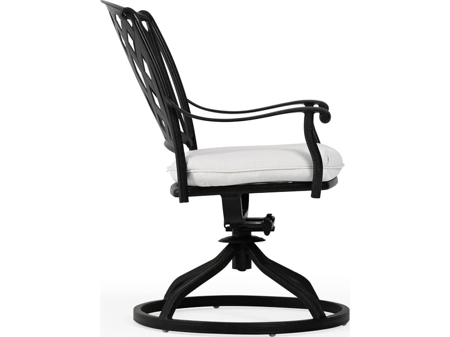 Watermark Living Oxford Cast Aluminum Weathered Black Swivel Tilt Outdoor Dining Arm Chair