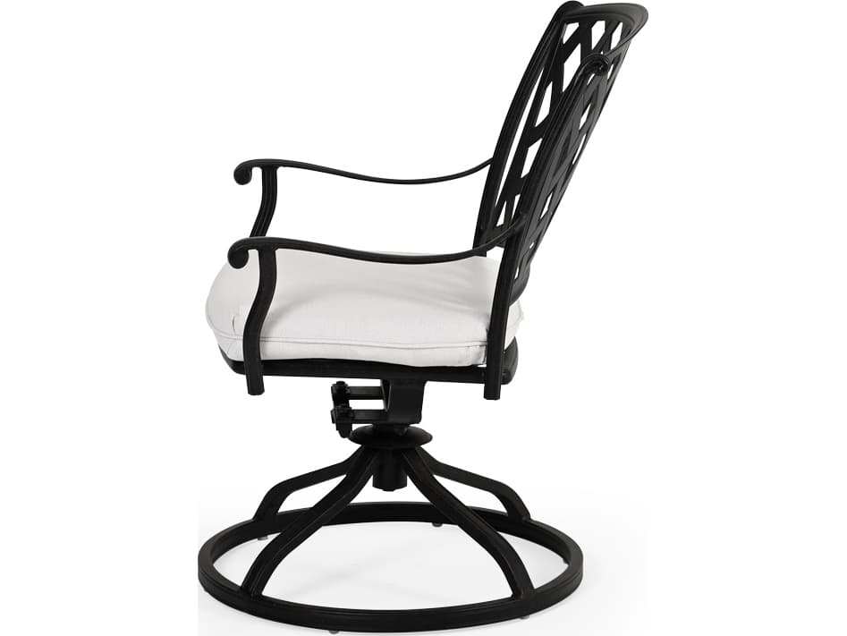Watermark Living Oxford Cast Aluminum Weathered Black Swivel Tilt Outdoor Dining Arm Chair