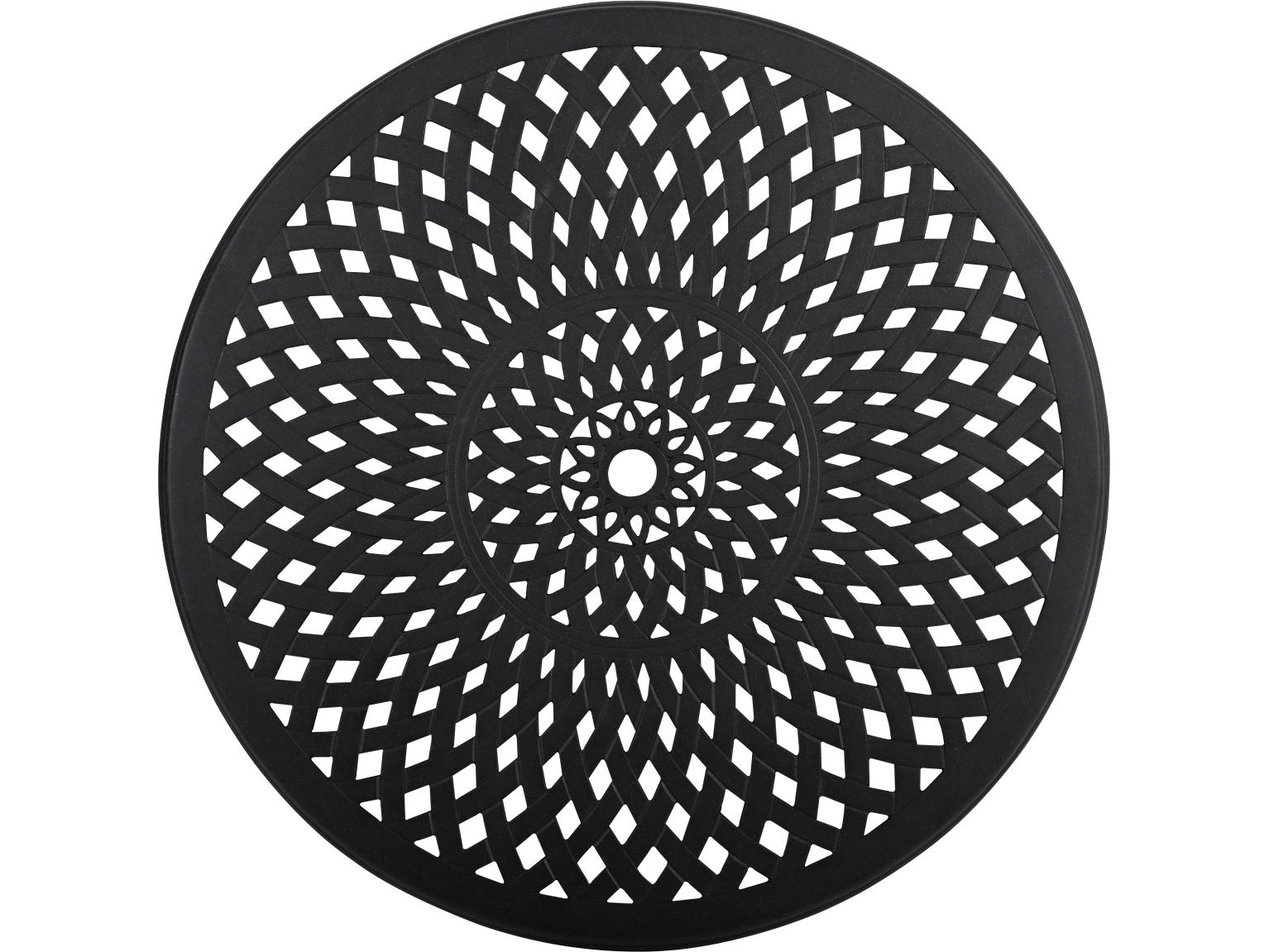 Watermark Living Oxford Cast Aluminum Weathered Black Round Outdoor Patio Bar Table with Umbrella Hole