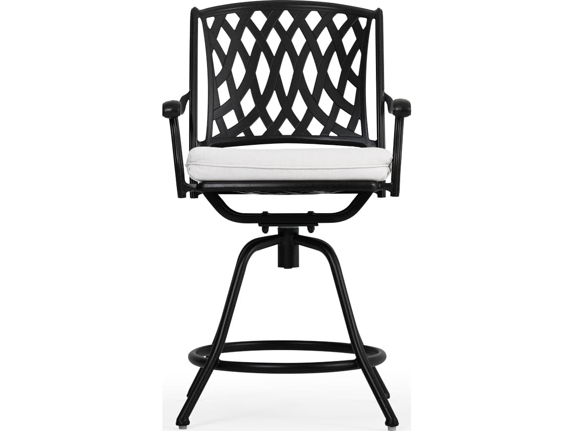 Watermark Living Oxford Cast Aluminum Weathered Black Swivel Patio Counter Stool