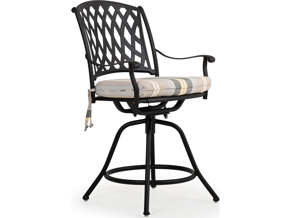 Watermark Living Oxford Cast Aluminum Weathered Black Swivel Patio Counter Stool