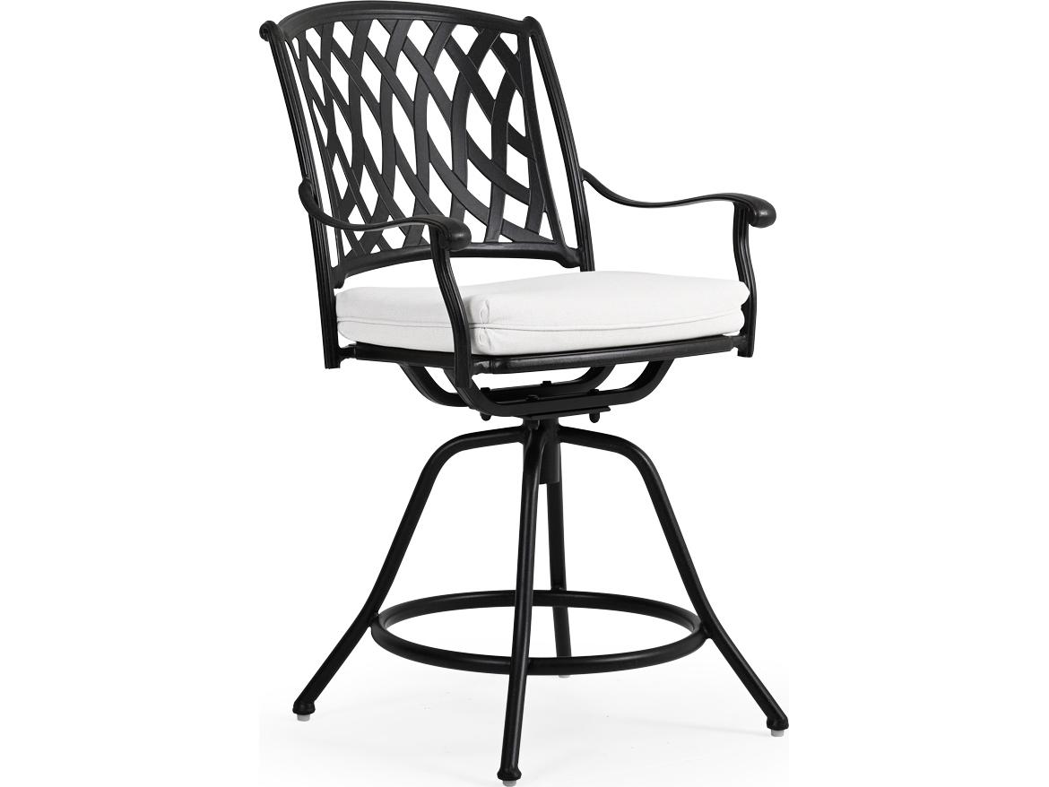 Watermark Living Oxford Cast Aluminum Weathered Black Swivel Patio Counter Stool