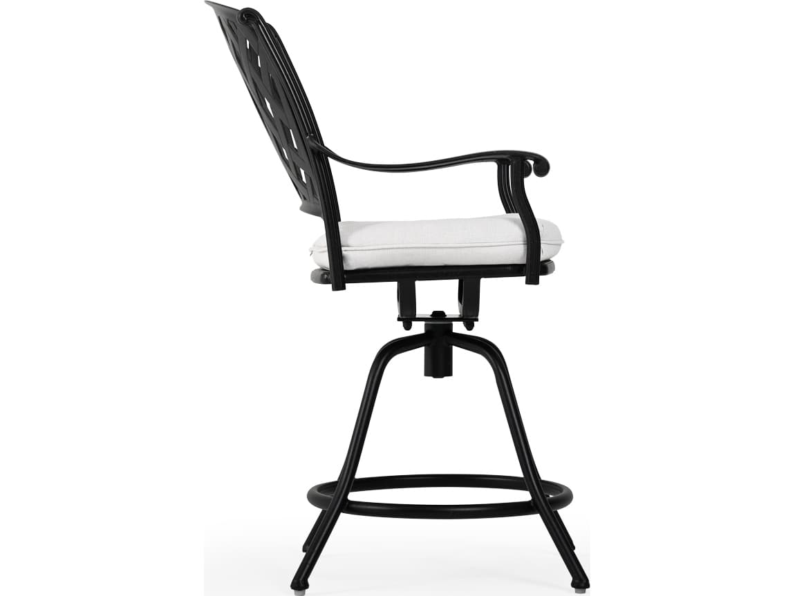 Watermark Living Oxford Cast Aluminum Weathered Black Swivel Patio Counter Stool