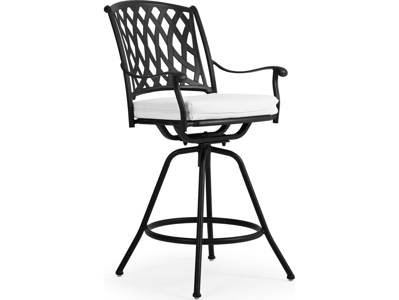 Watermark Living Oxford Cast Aluminum Weathered Black Swivel Patio Bar Stool