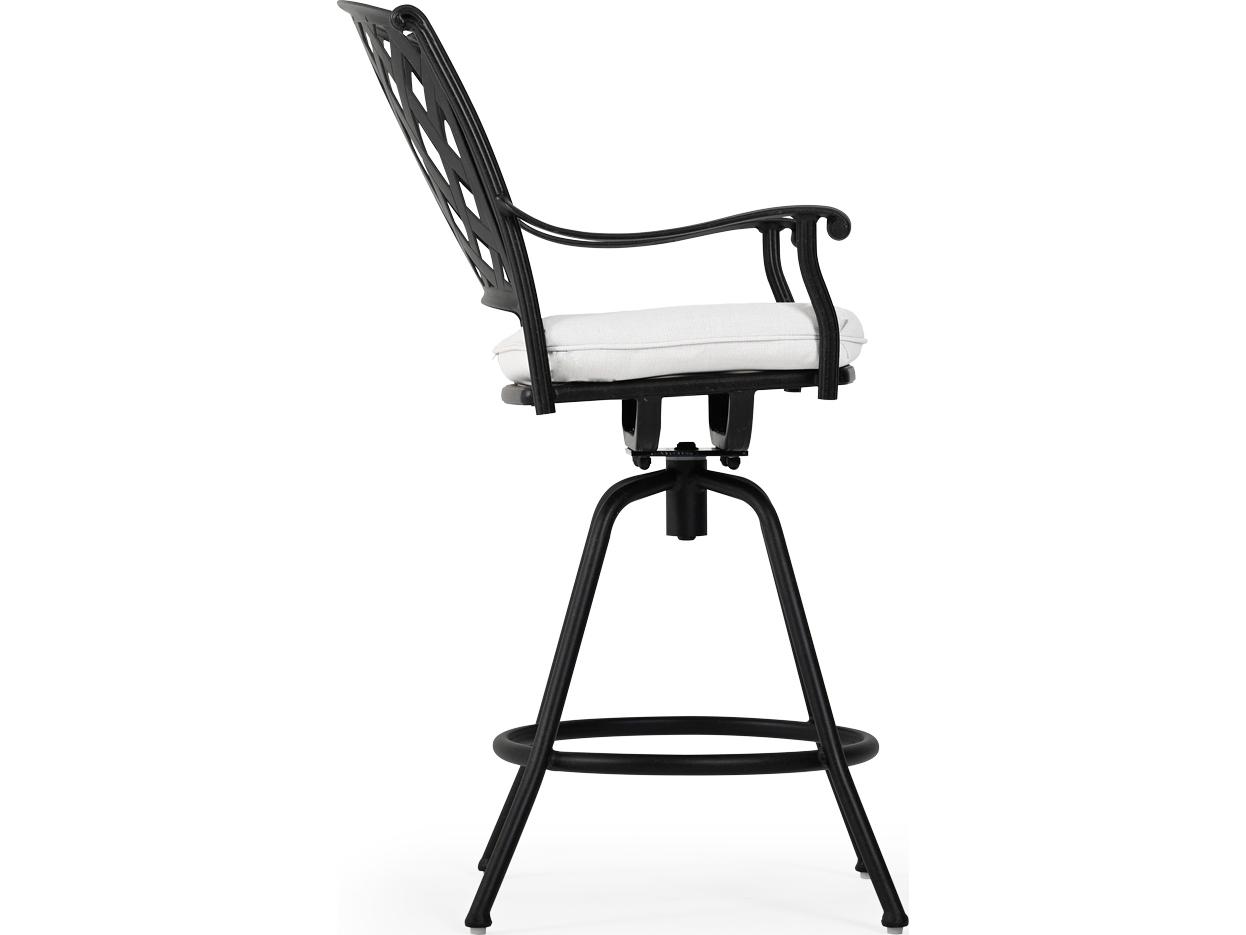 Watermark Living Oxford Cast Aluminum Weathered Black Swivel Patio Bar Stool