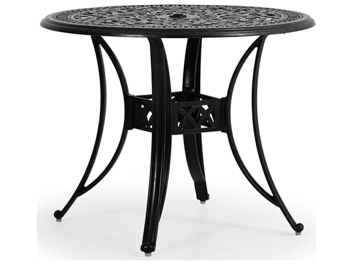 Watermark Living Dauphine Cast Aluminum Round Outdoor Patio Dining Table with Umbrella Hole