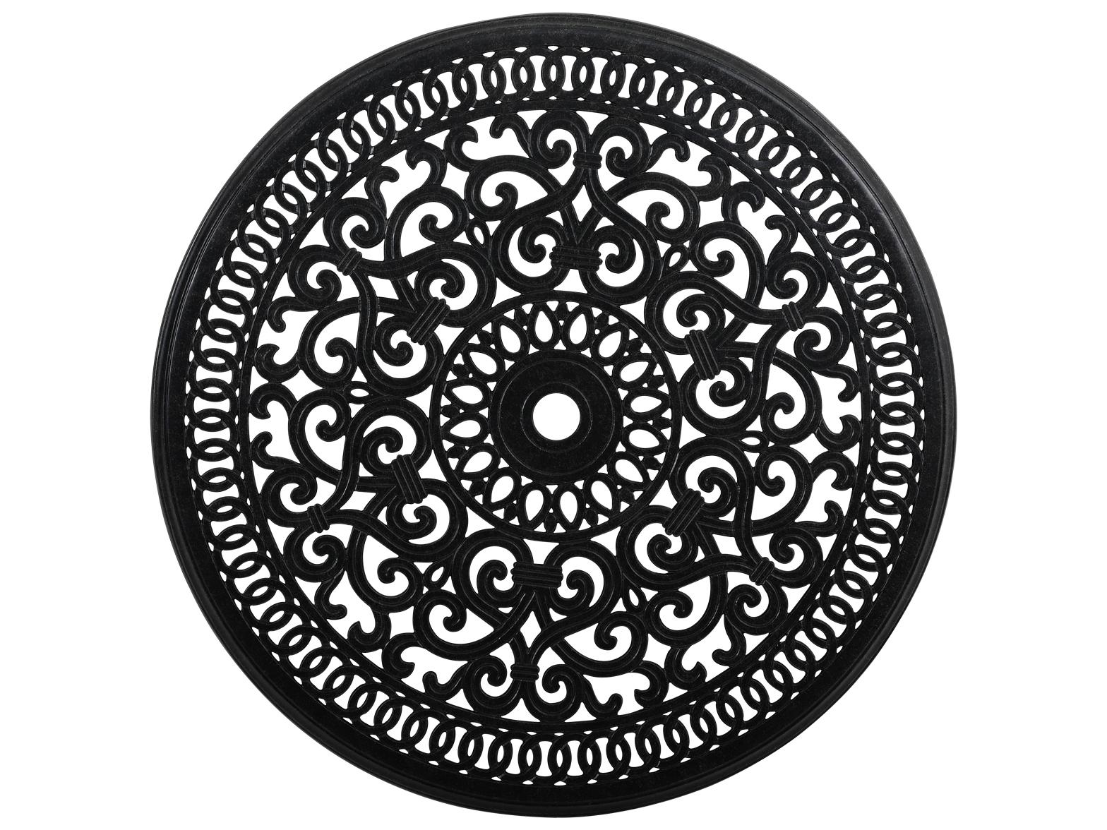 Watermark Living Dauphine Cast Aluminum Round Outdoor Patio Dining Table with Umbrella Hole