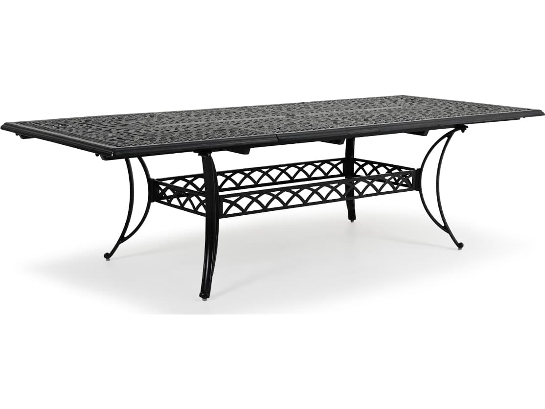 Watermark Living Dauphine Cast Aluminum Rectangular Patio Dining Table with Umbrella Hole
