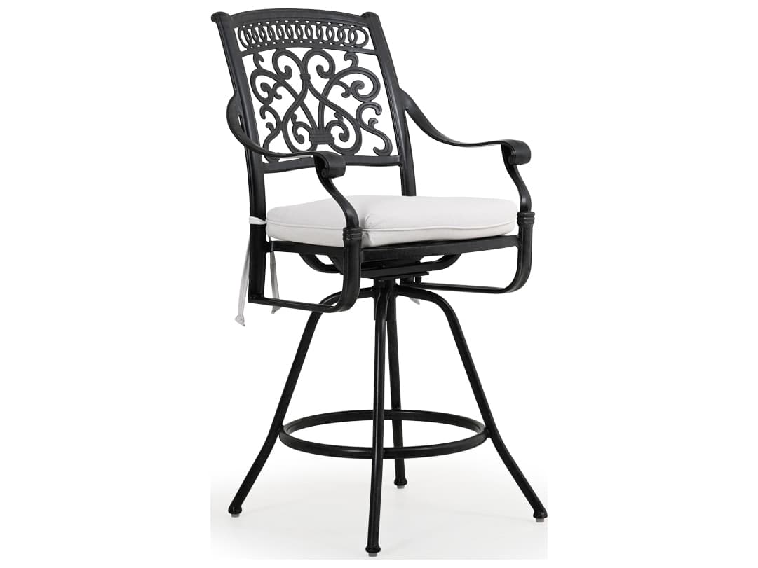 Watermark Living Dauphine Cast Aluminum Swivel Bar Height Stool