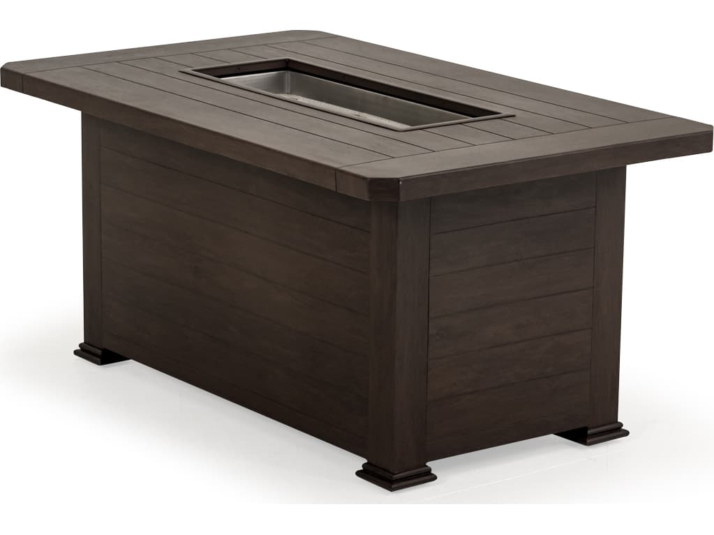 Watermark Living Riverside Aluminum Rectangular Patio Fire Pit Table with Lid