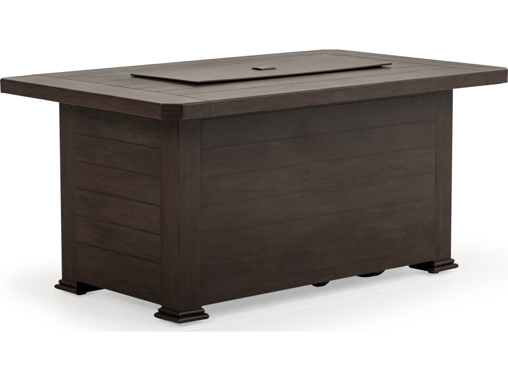 Watermark Living Riverside Aluminum Rectangular Patio Fire Pit Table with Lid