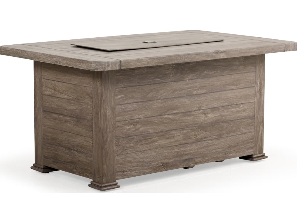 Watermark Living Riverside Aluminum Rectangular Patio Fire Pit Table with Lid