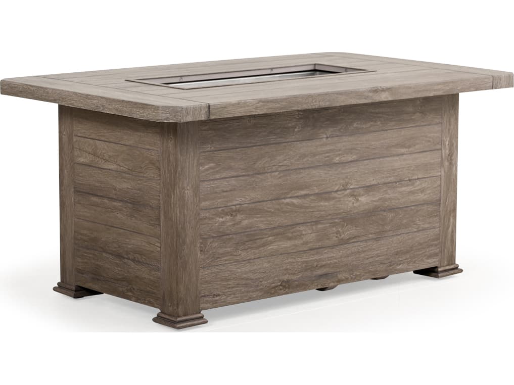 Watermark Living Riverside Aluminum Rectangular Patio Fire Pit Table with Lid