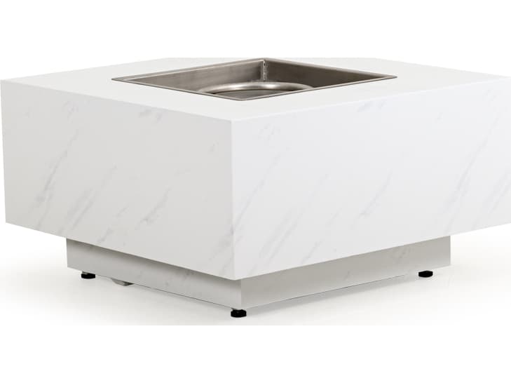 Watermark Living Santorini Aluminum Faux Marble Square Outdoor Patio Fire Pit Table