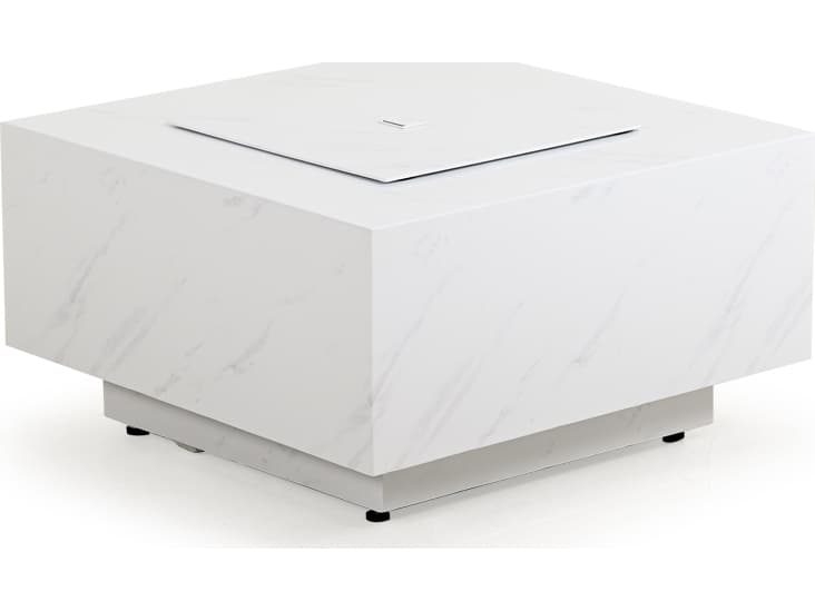 Watermark Living Santorini Aluminum Faux Marble Square Outdoor Patio Fire Pit Table