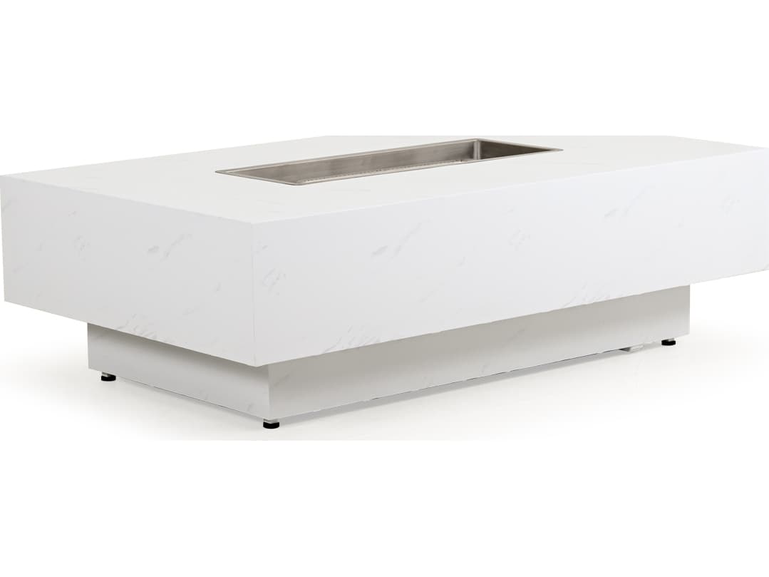 Watermark Living Santorini Aluminum Faux Marble Rectangular Patio Fire Pit Table