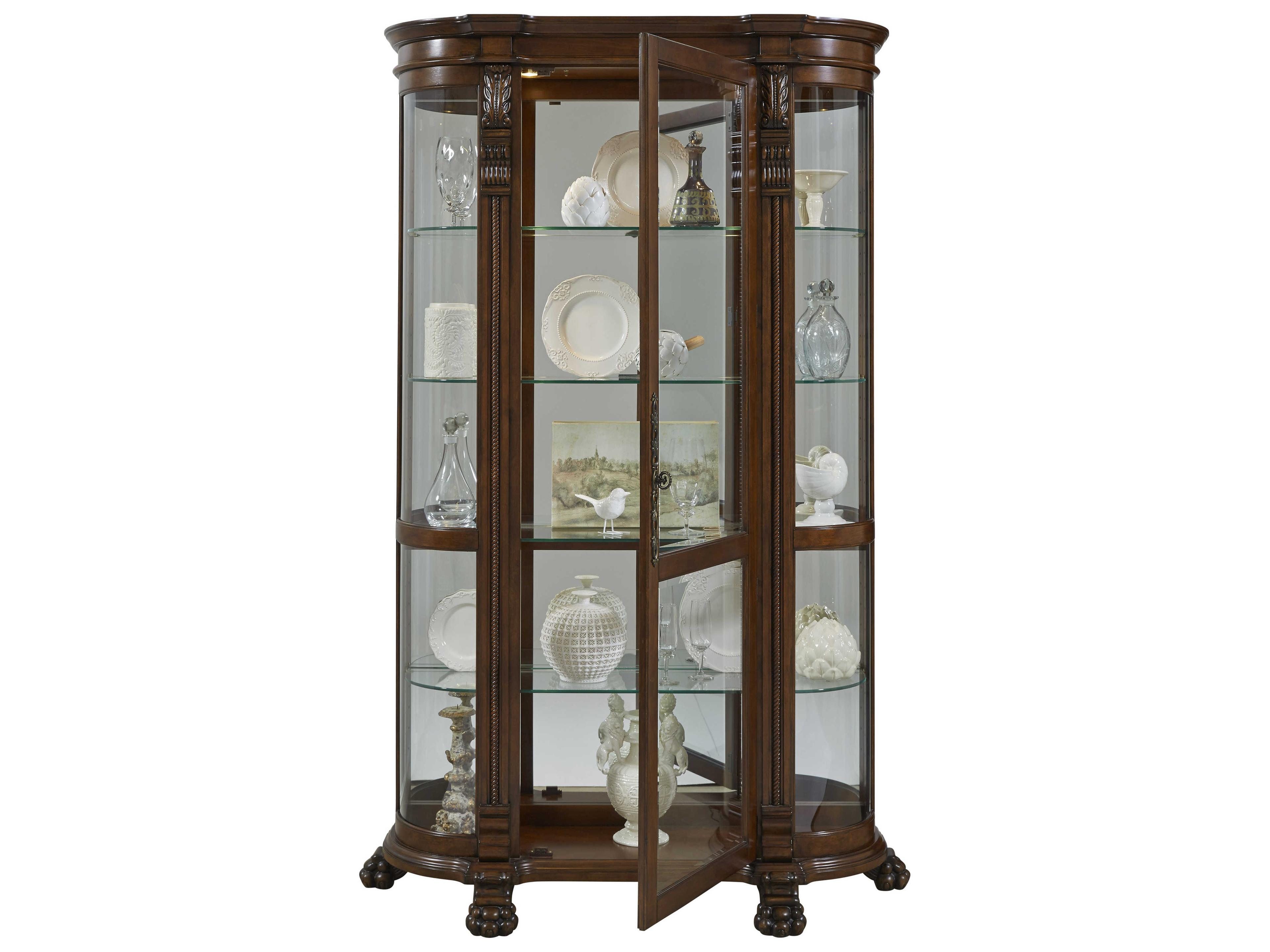 Pulaski Poplar Wood Maple Brown Curio Display Cabinet