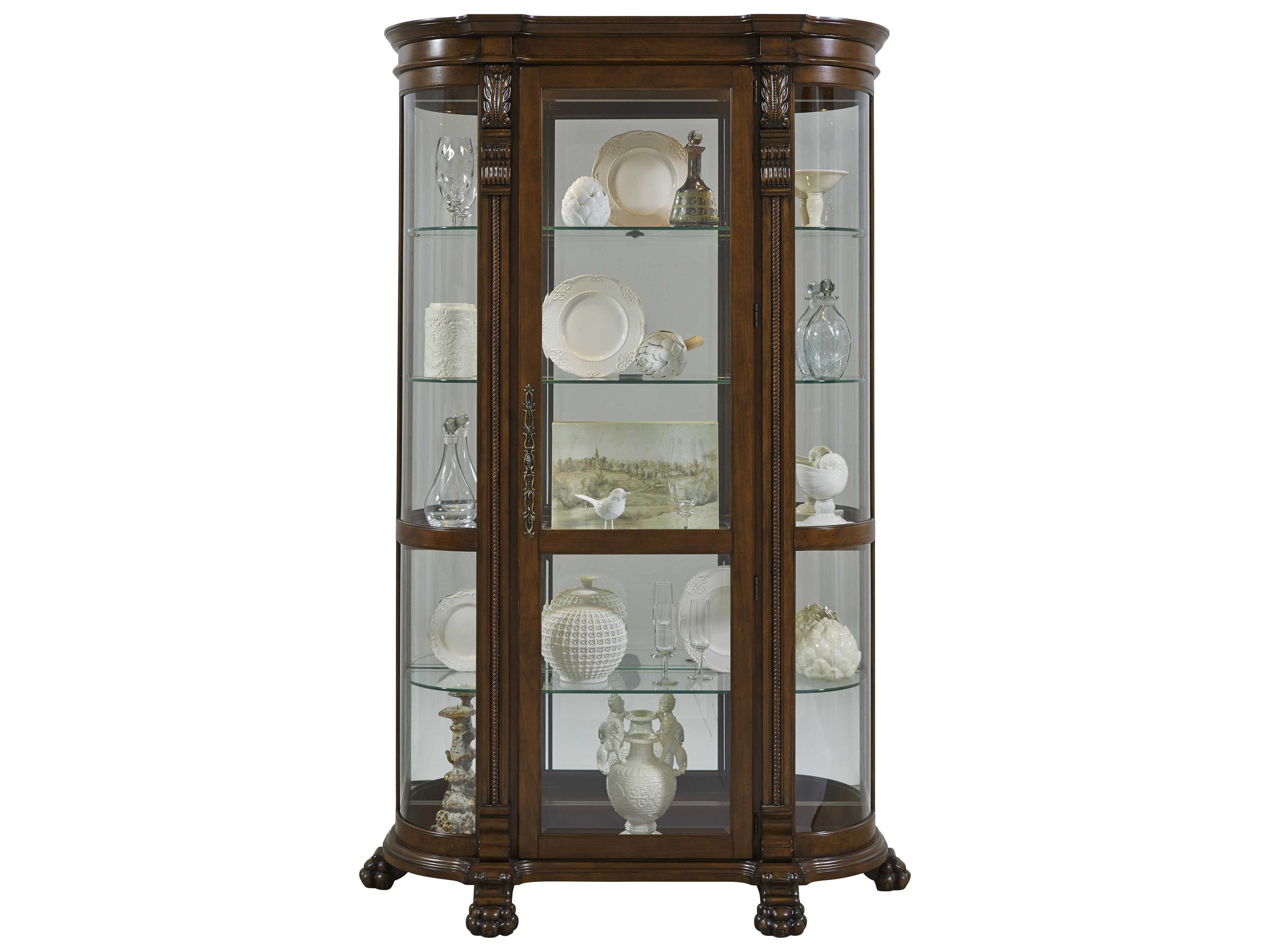 Pulaski Poplar Wood Maple Brown Curio Display Cabinet