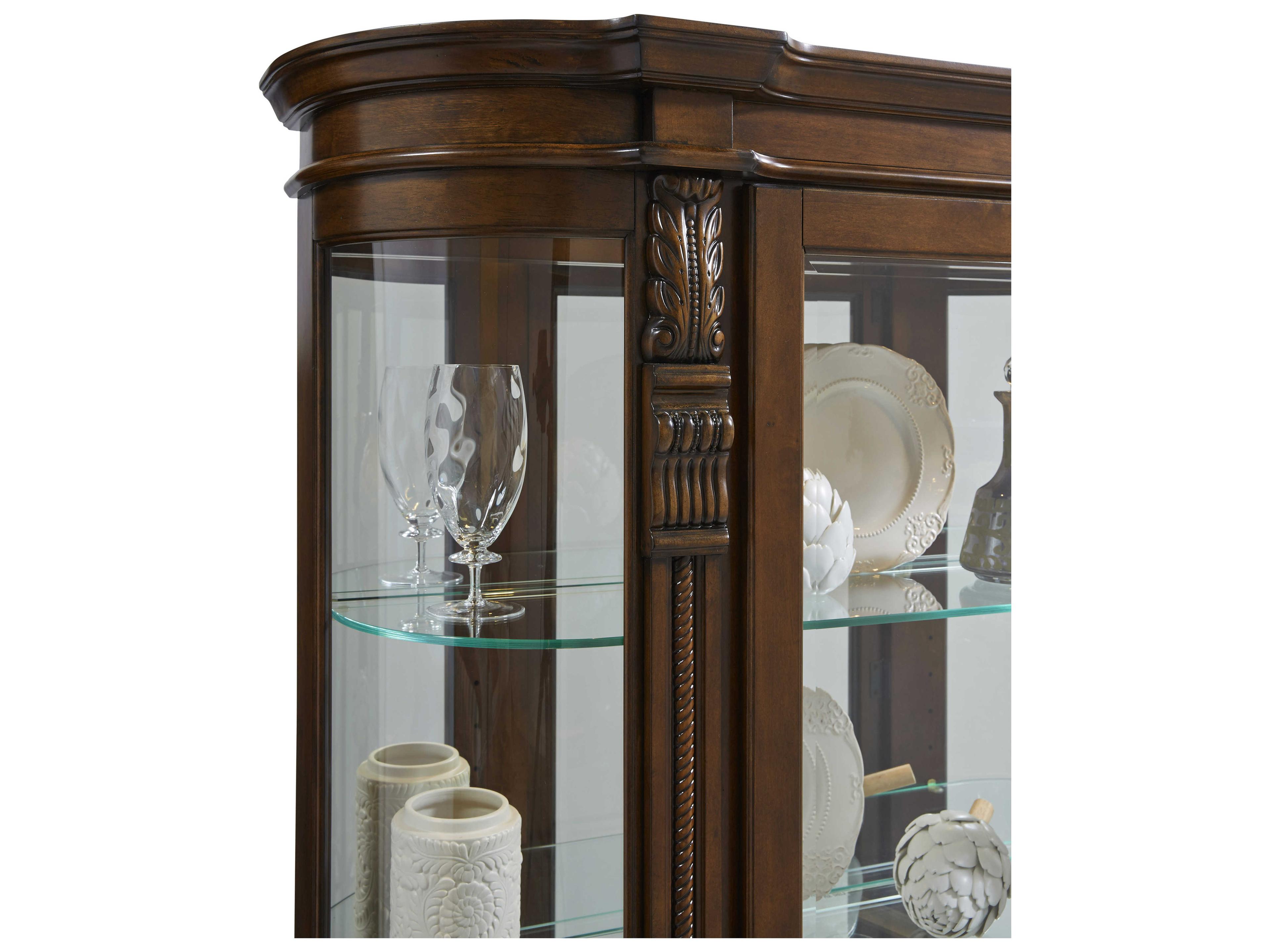 Pulaski Poplar Wood Maple Brown Curio Display Cabinet