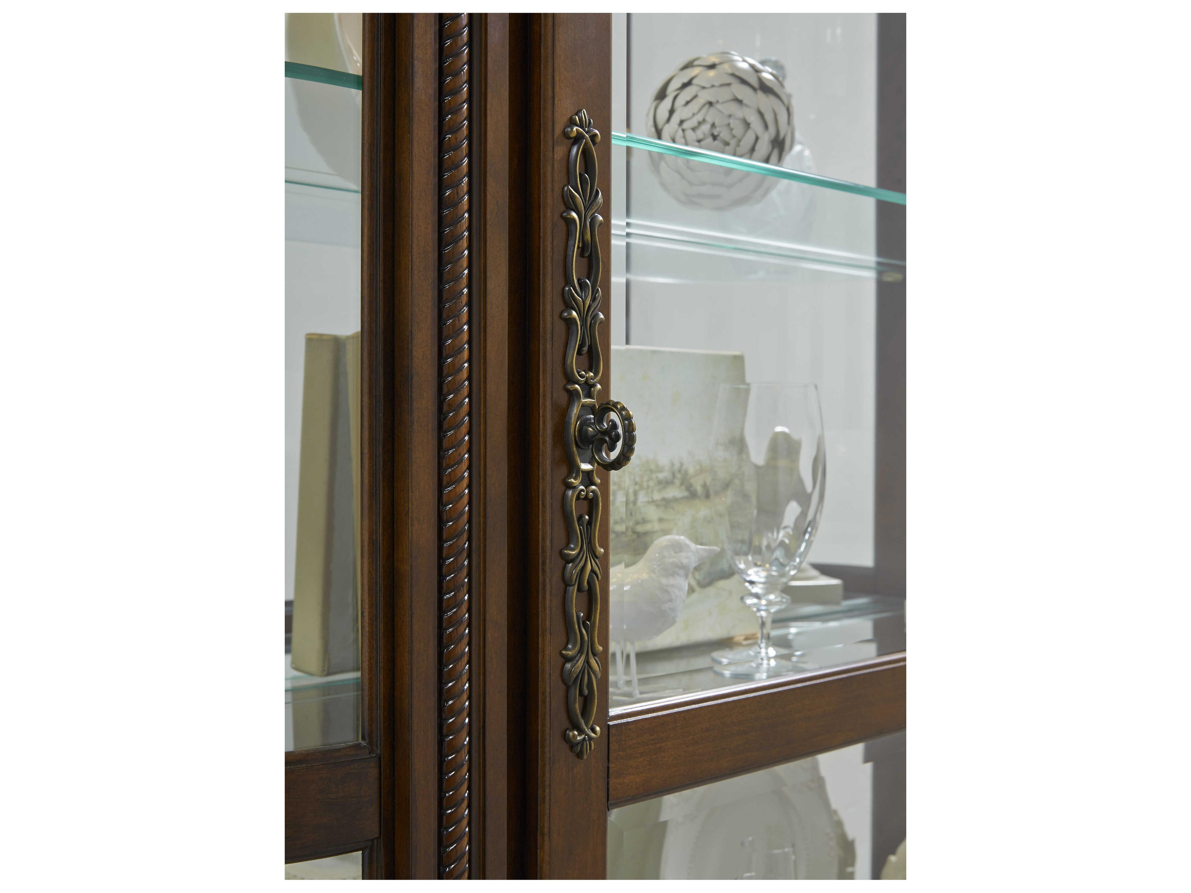 Pulaski Poplar Wood Maple Brown Curio Display Cabinet