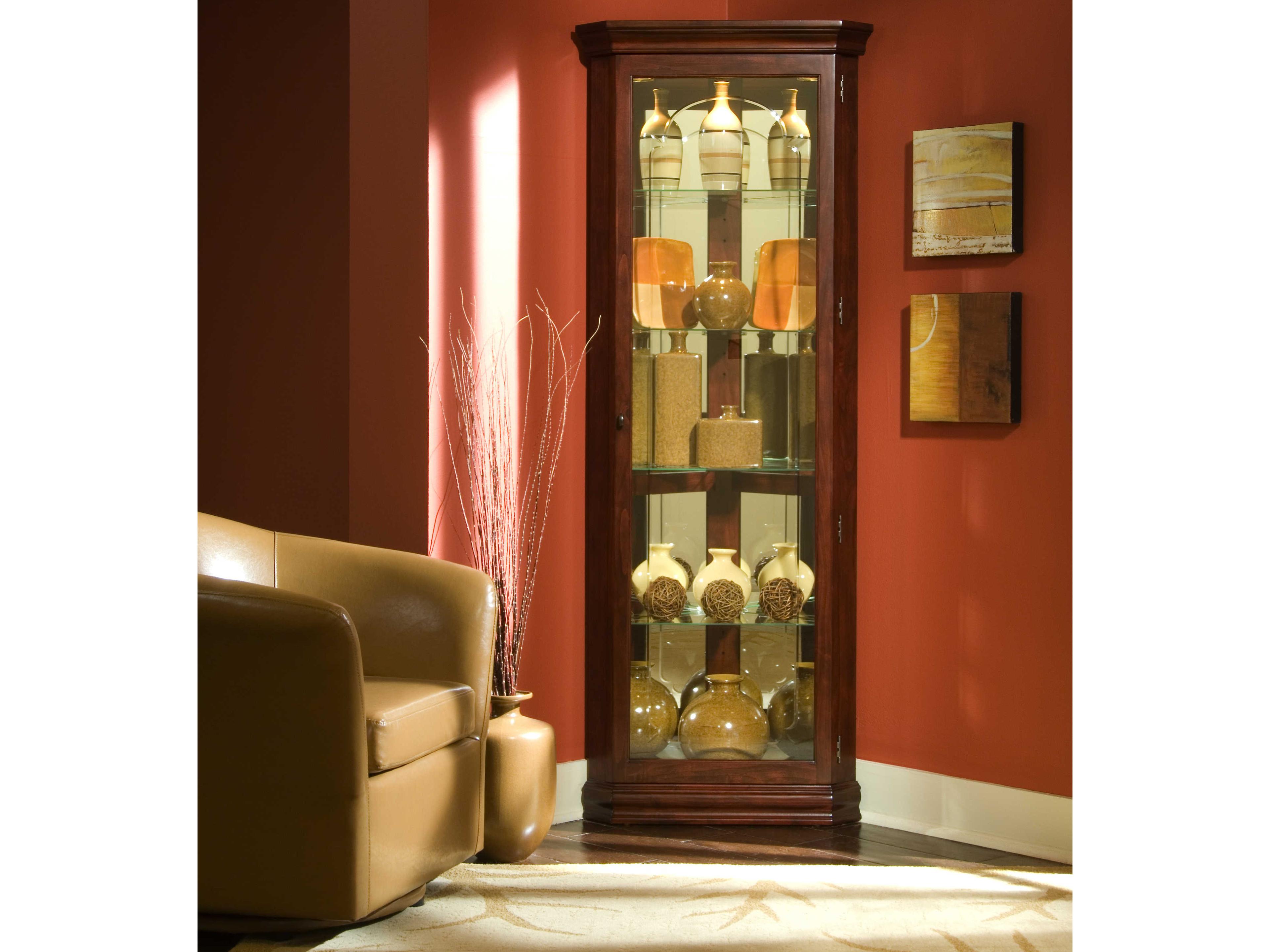 Pulaski Hardwood Victorian Brown Curio Display Cabinet