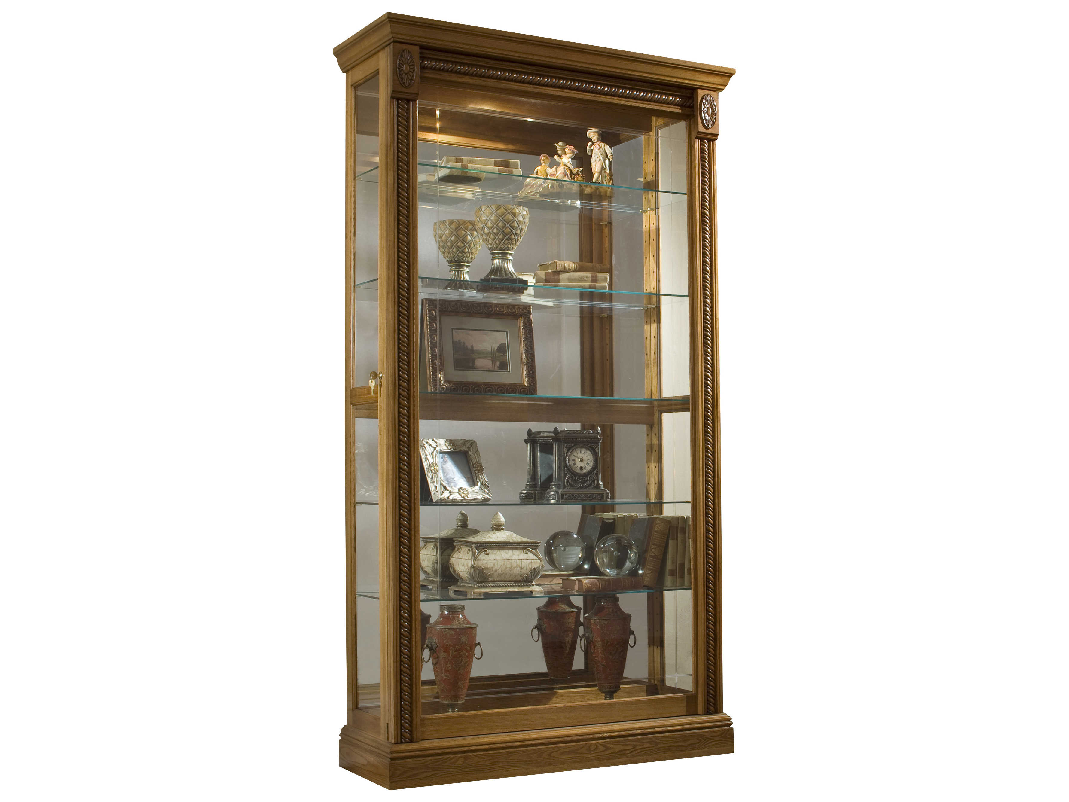 Pulaski Hardwood Maple Brown Curio Display Cabinet