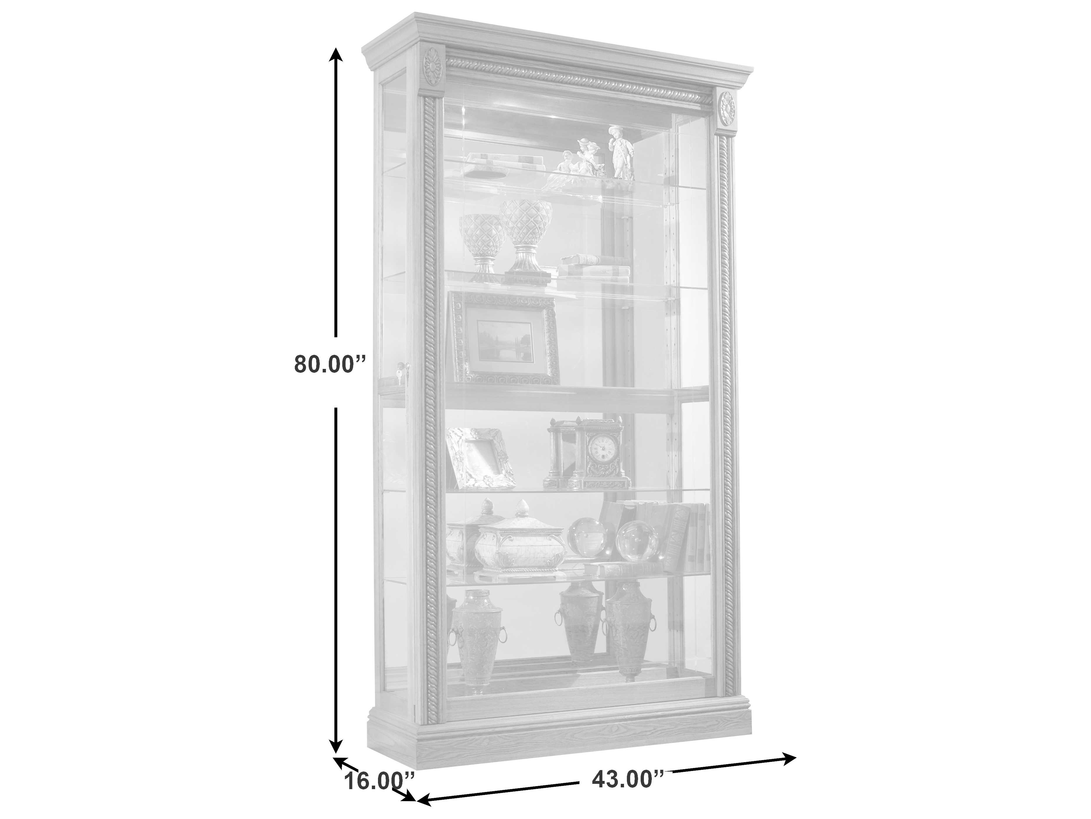 Pulaski Hardwood Maple Brown Curio Display Cabinet