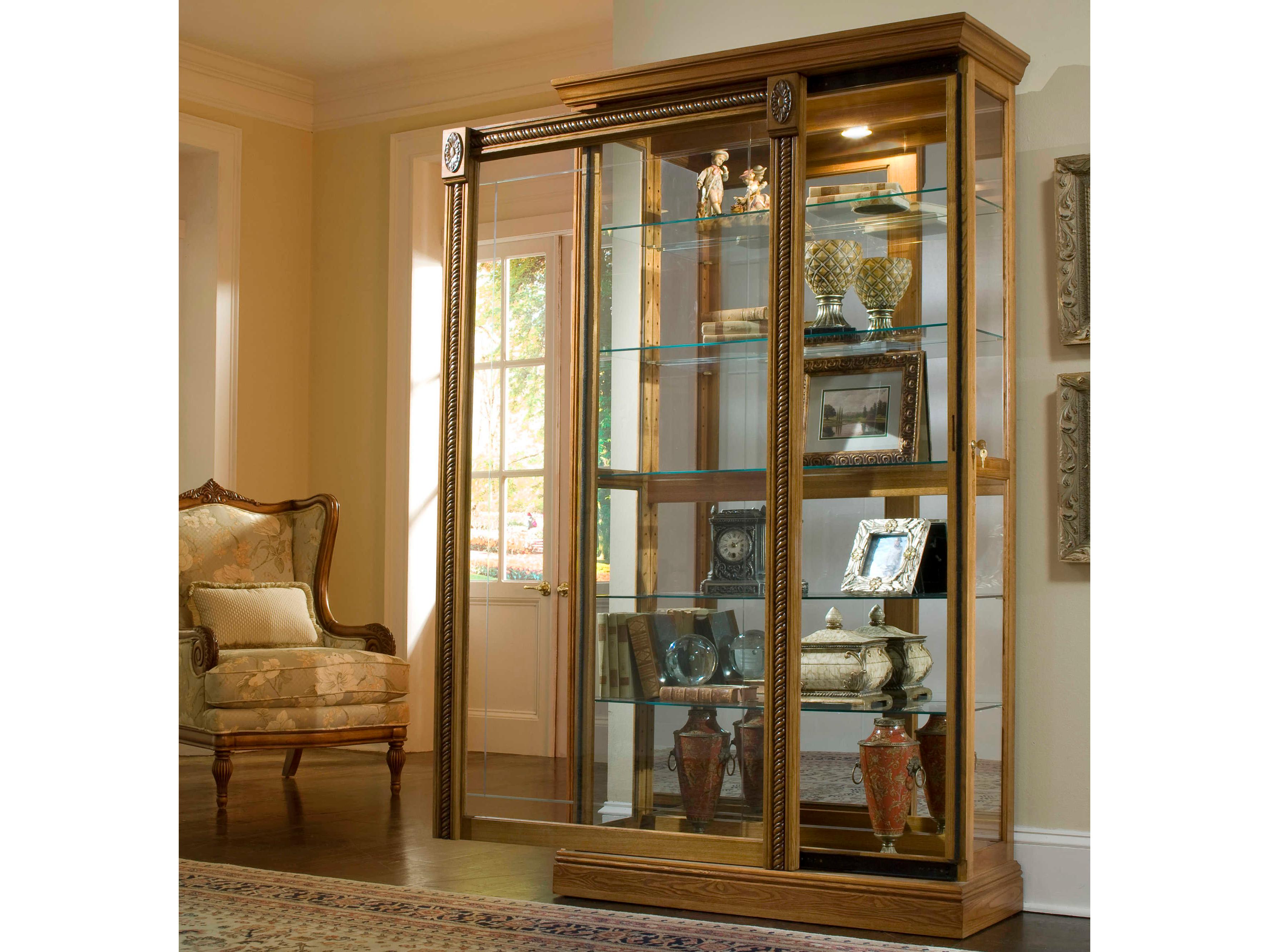 Pulaski Hardwood Maple Brown Curio Display Cabinet