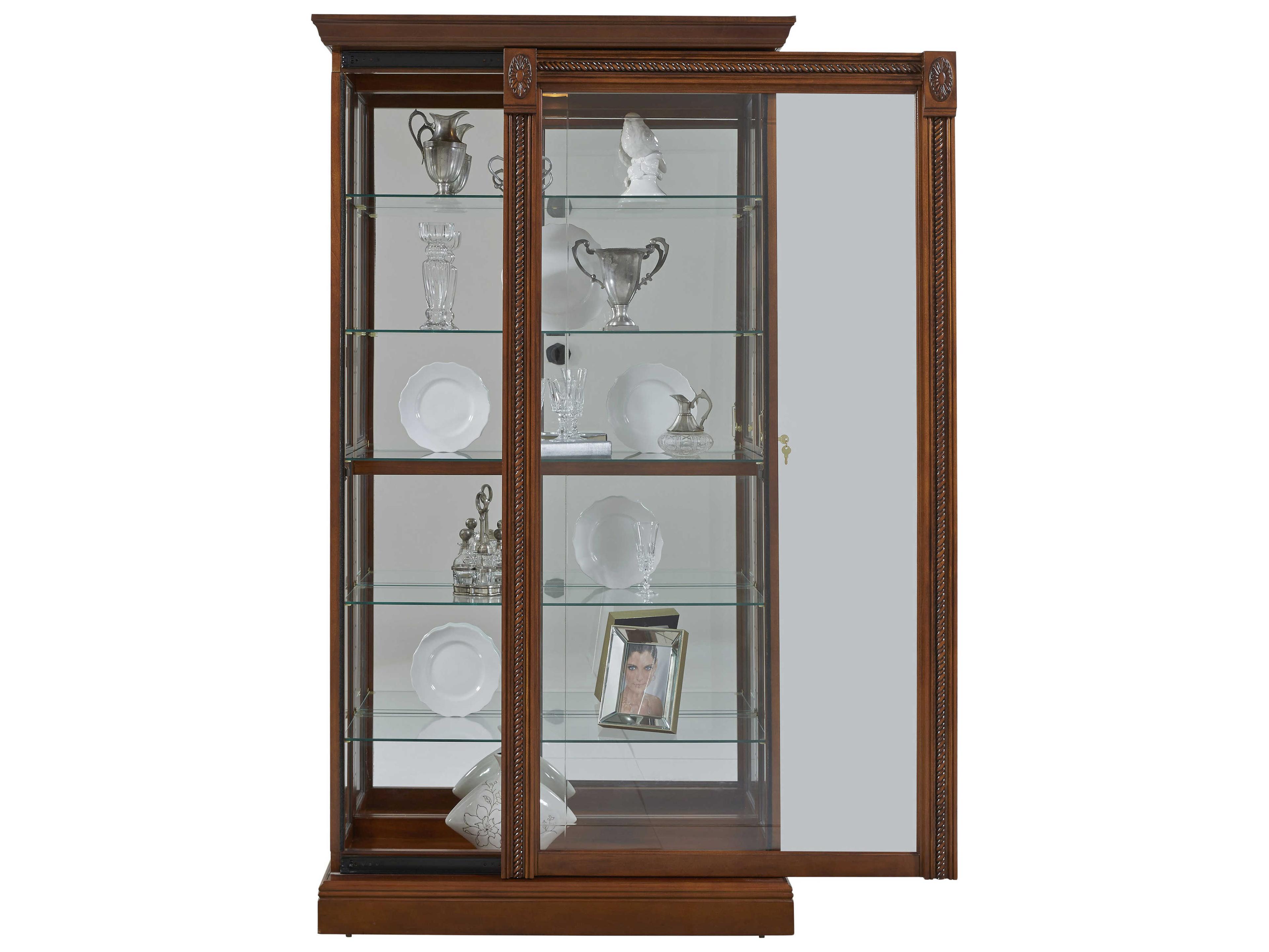 Pulaski Hardwood Victorian Brown Curio Display Cabinet