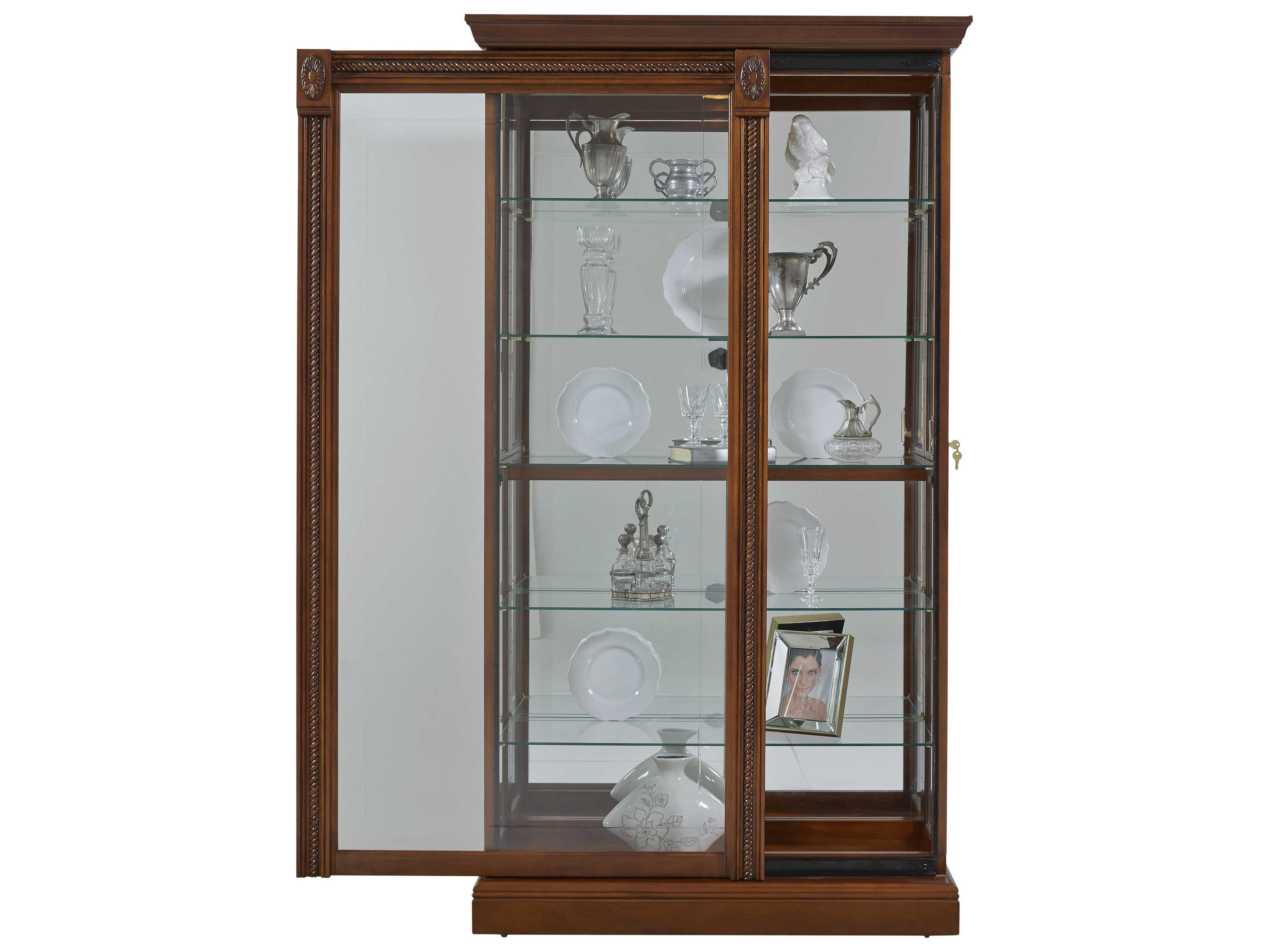 Pulaski Hardwood Victorian Brown Curio Display Cabinet