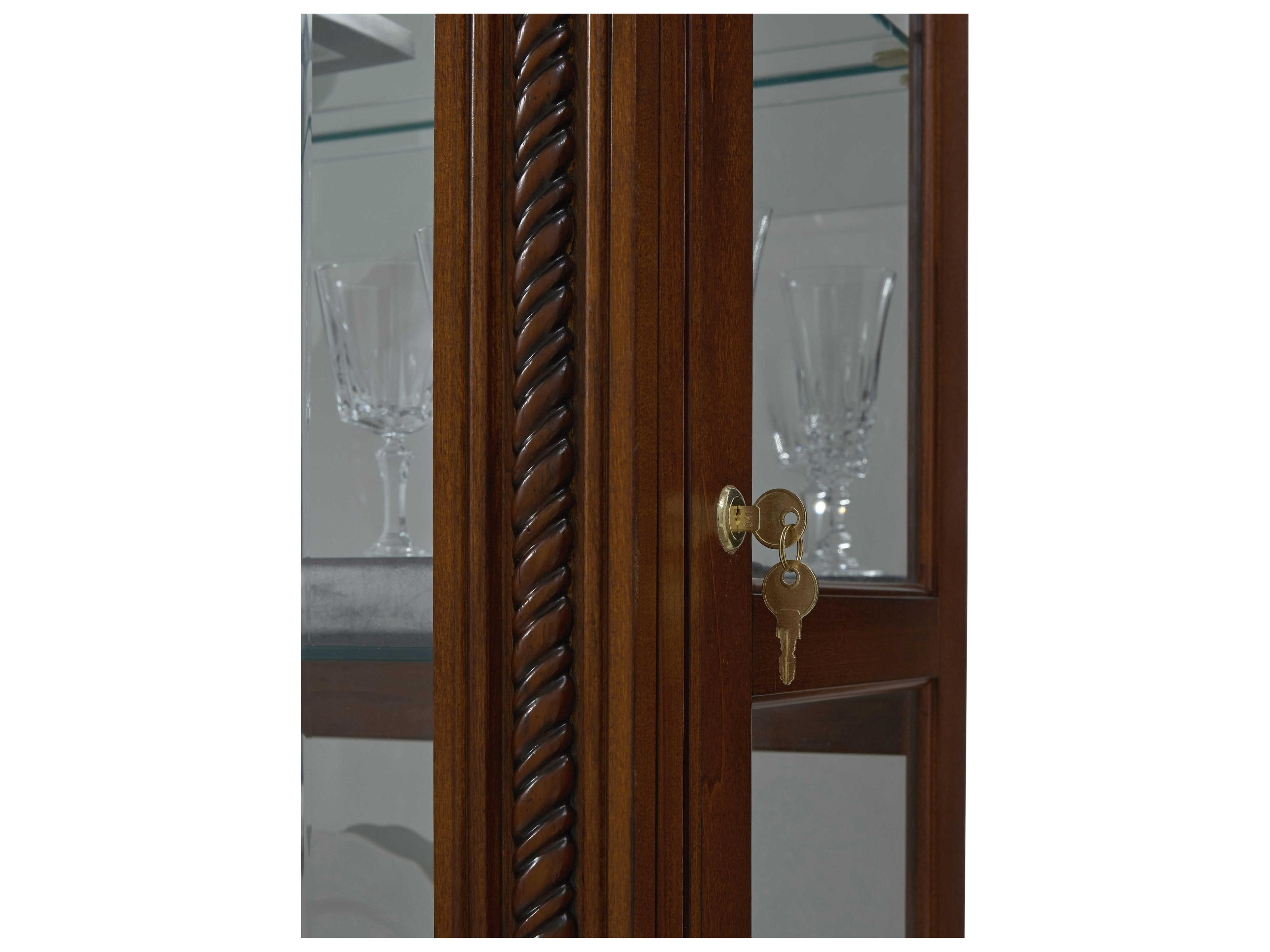 Pulaski Hardwood Victorian Brown Curio Display Cabinet