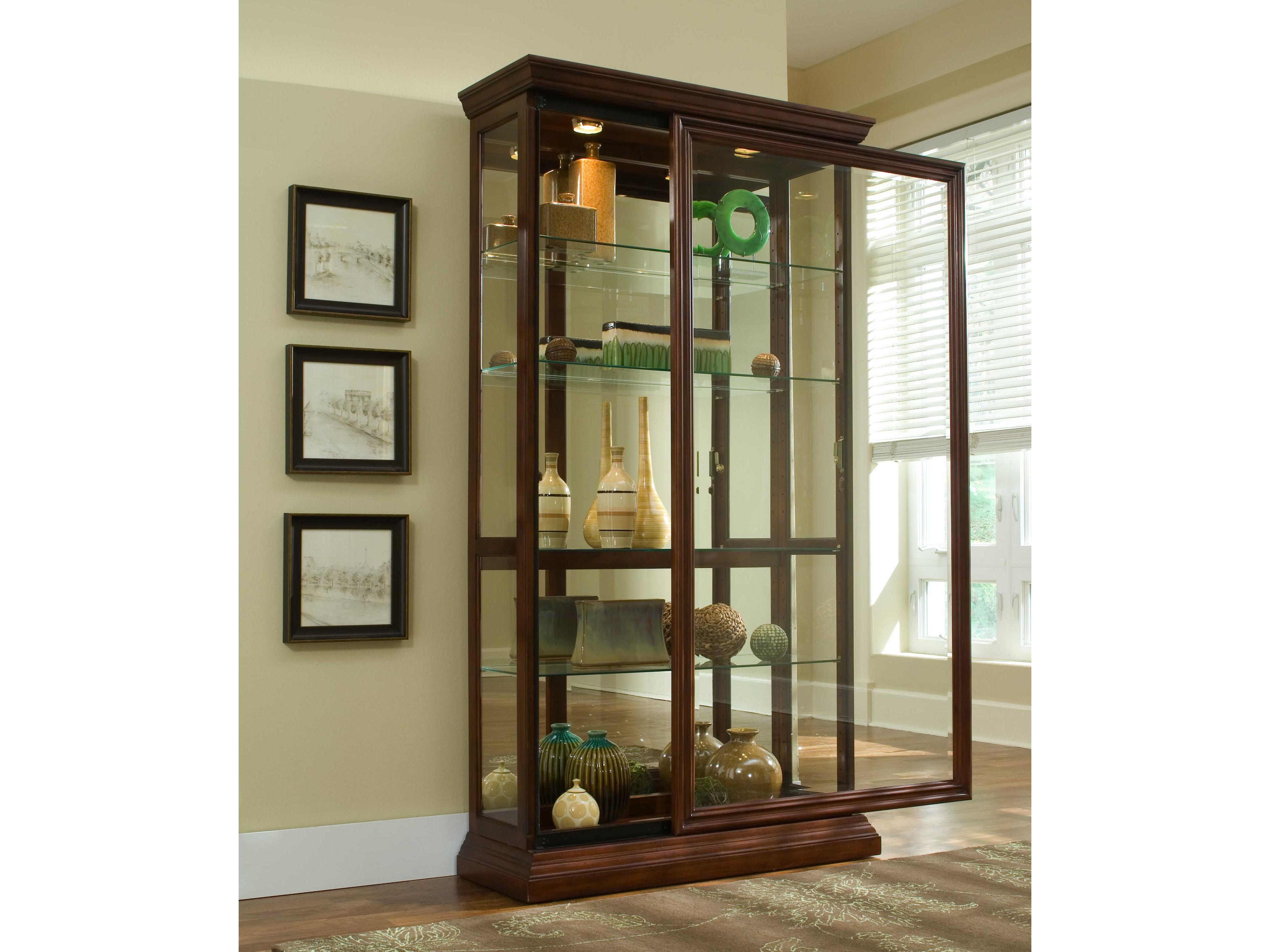 Pulaski Hardwood Brown Curio Display Cabinet