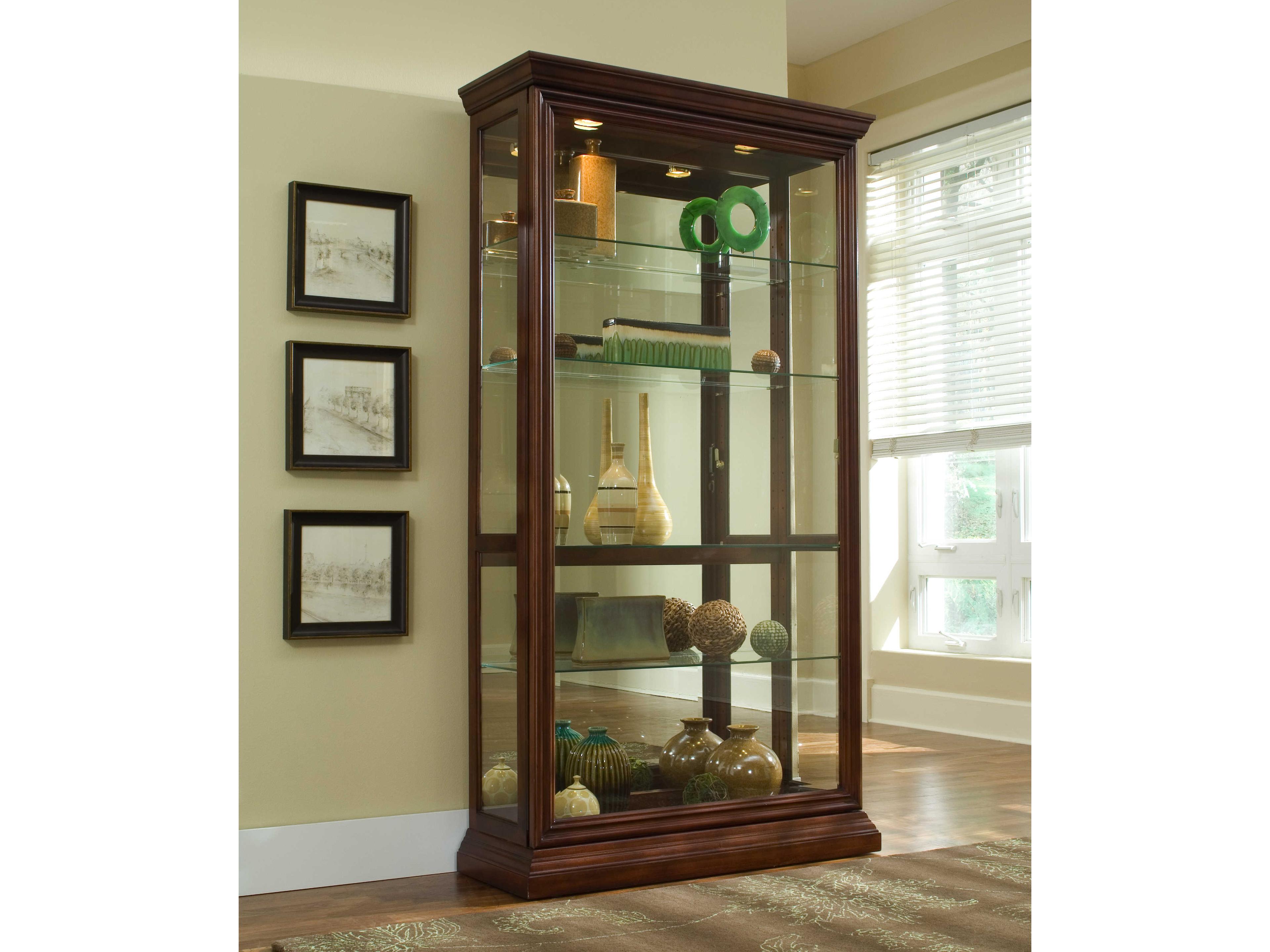 Pulaski Hardwood Brown Curio Display Cabinet
