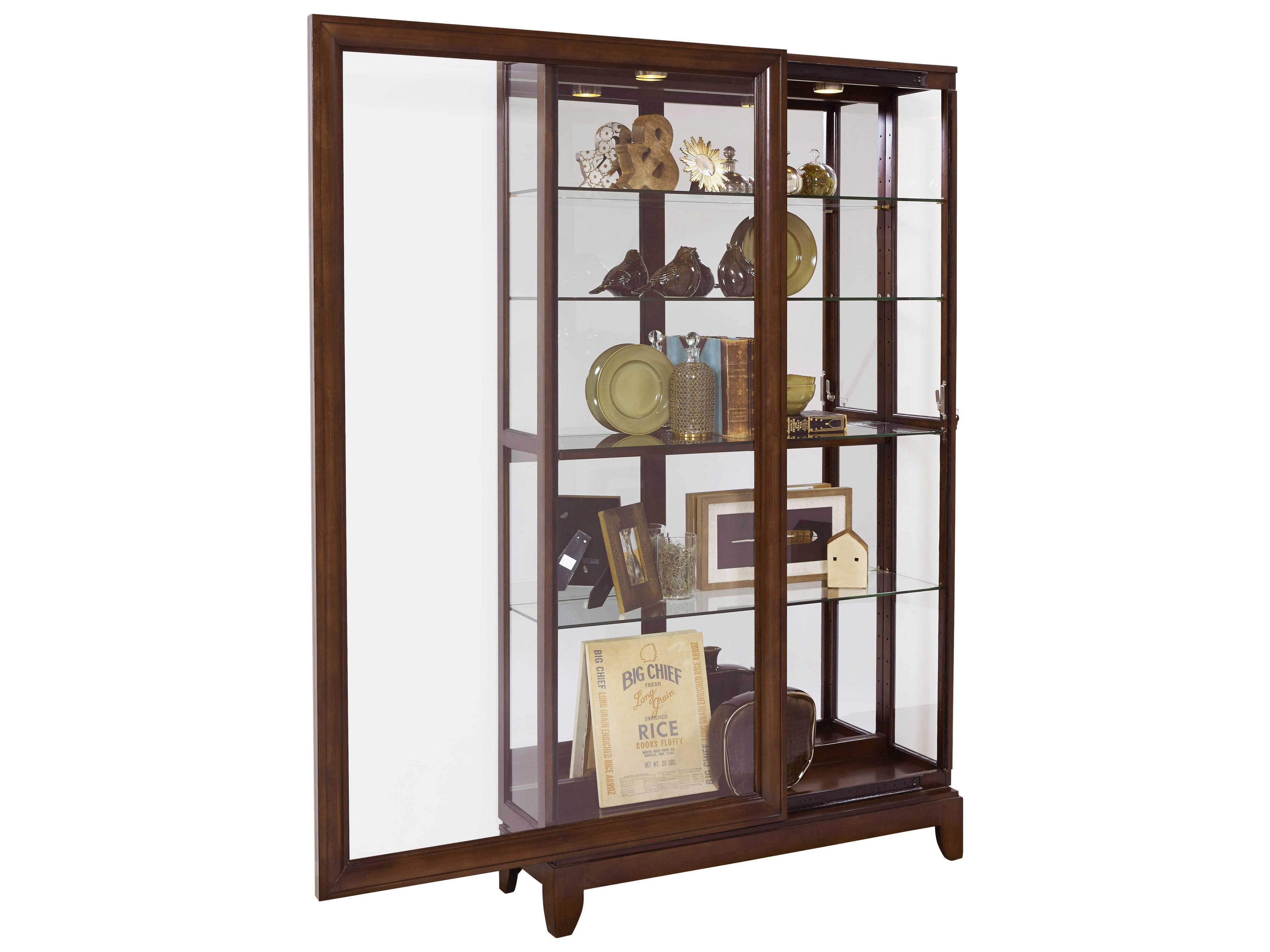 Pulaski Poplar Wood Deep Brown Curio Display Cabinet