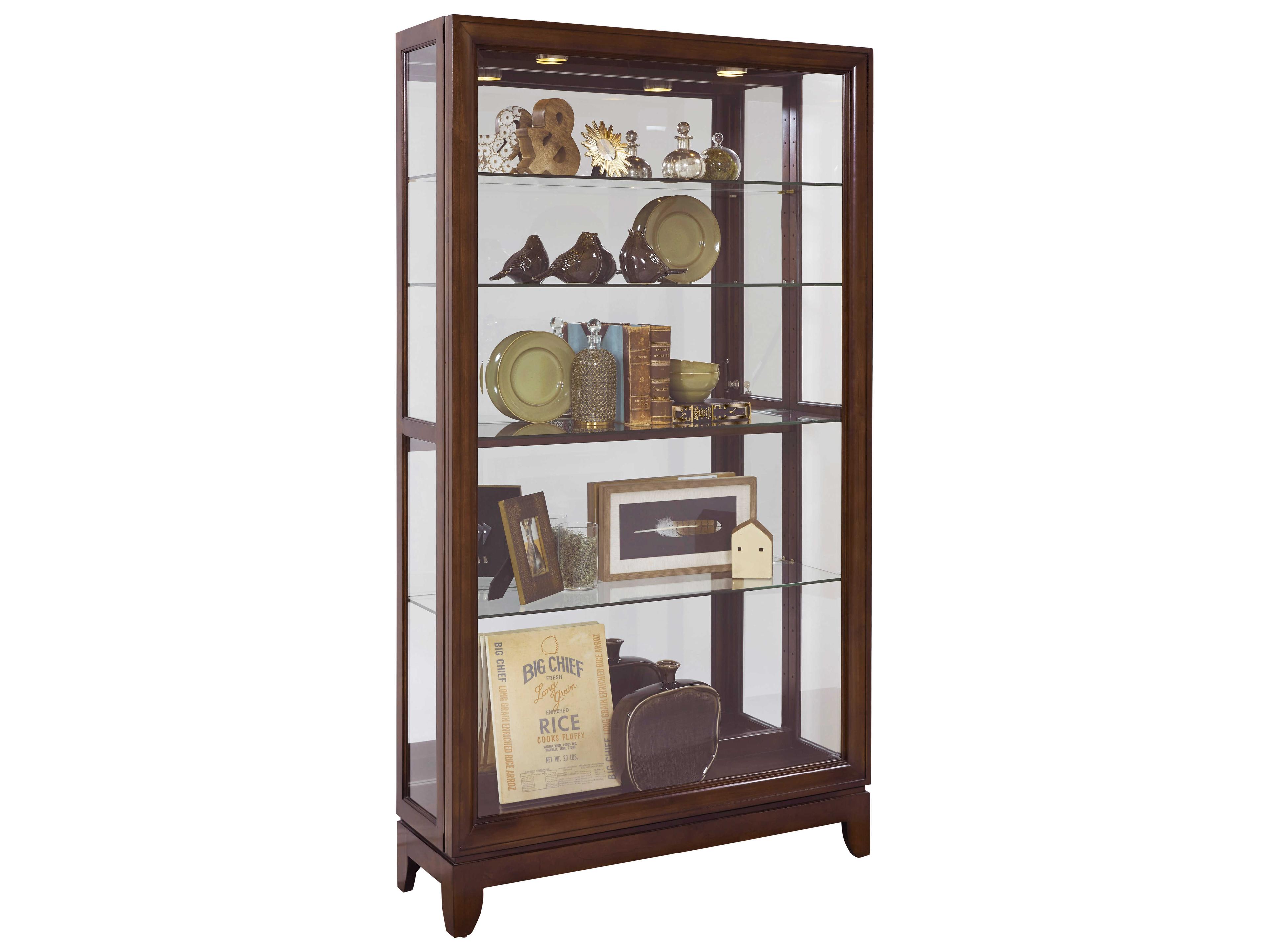 Pulaski Poplar Wood Deep Brown Curio Display Cabinet
