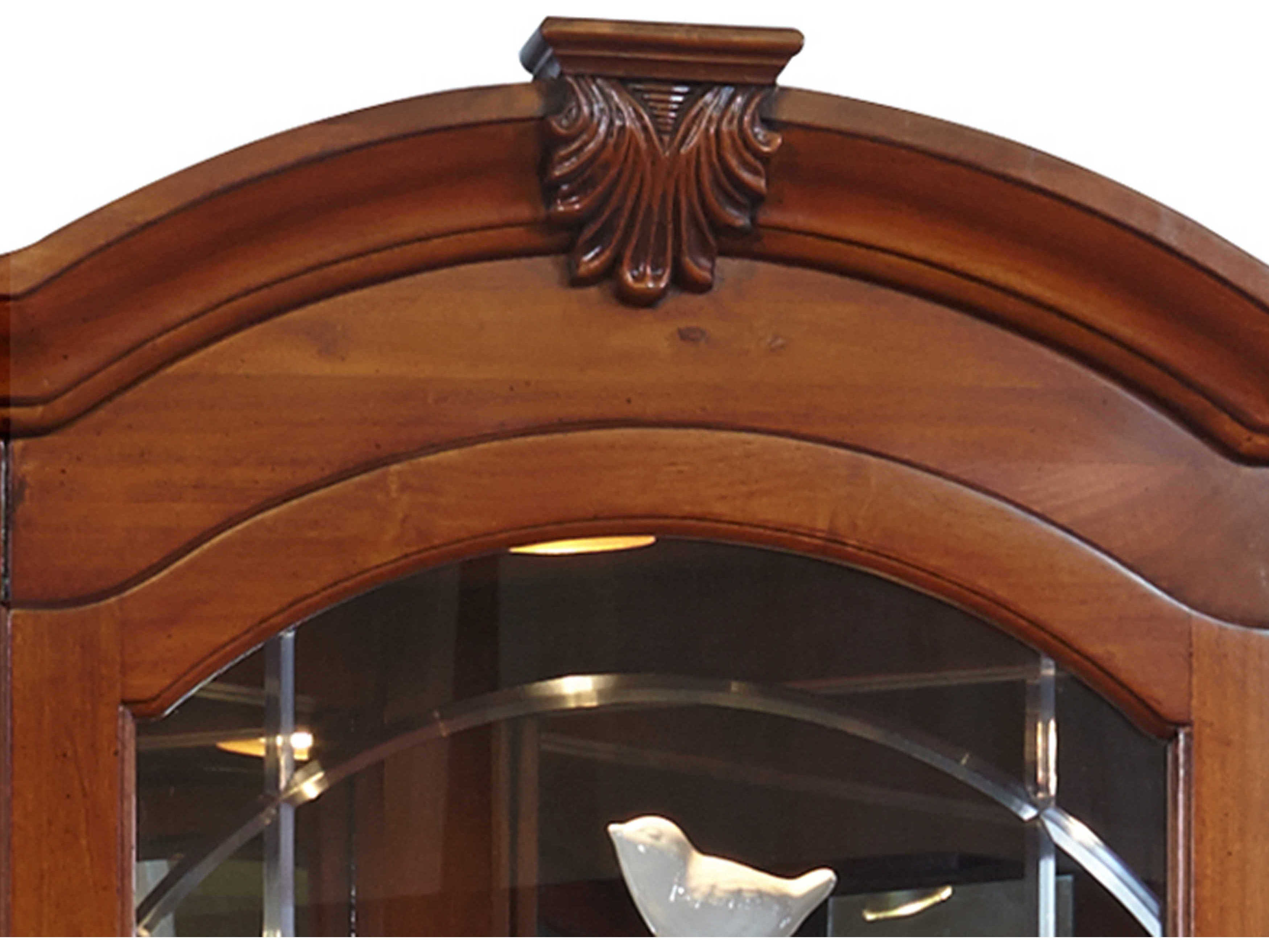 Pulaski Hardwood Warm Cherry Brown Mirrored Corner Curio Display Cabinet