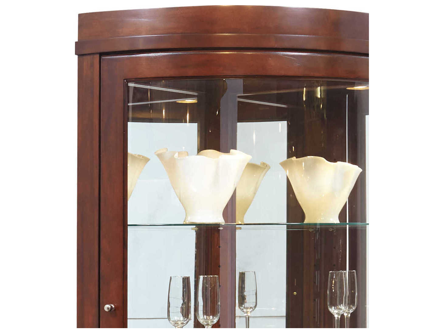 Pulaski Poplar Wood Cherry Brown Curio Display Cabinet