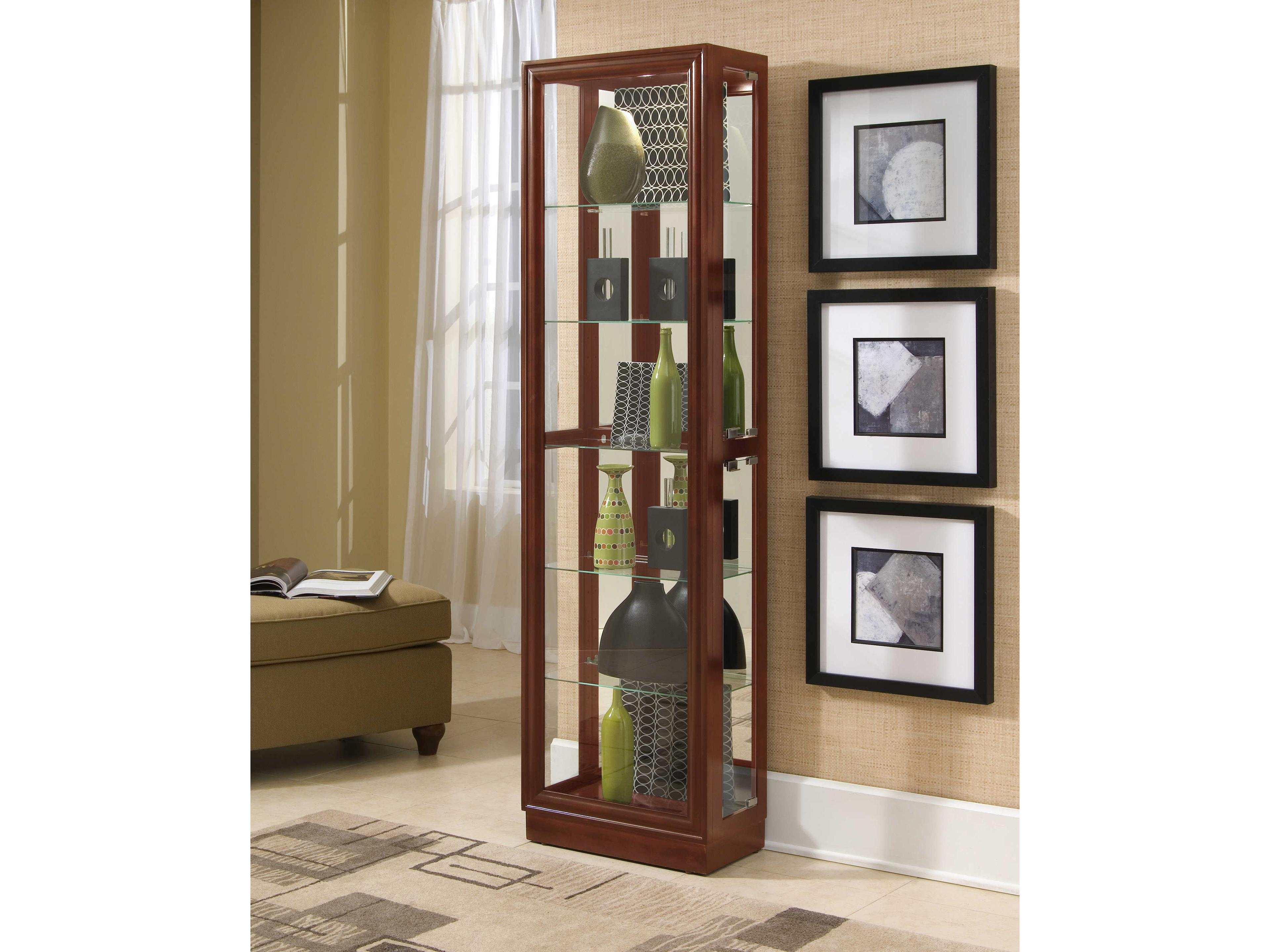 Pulaski Hardwood Cherry Brown Curio Display Cabinet