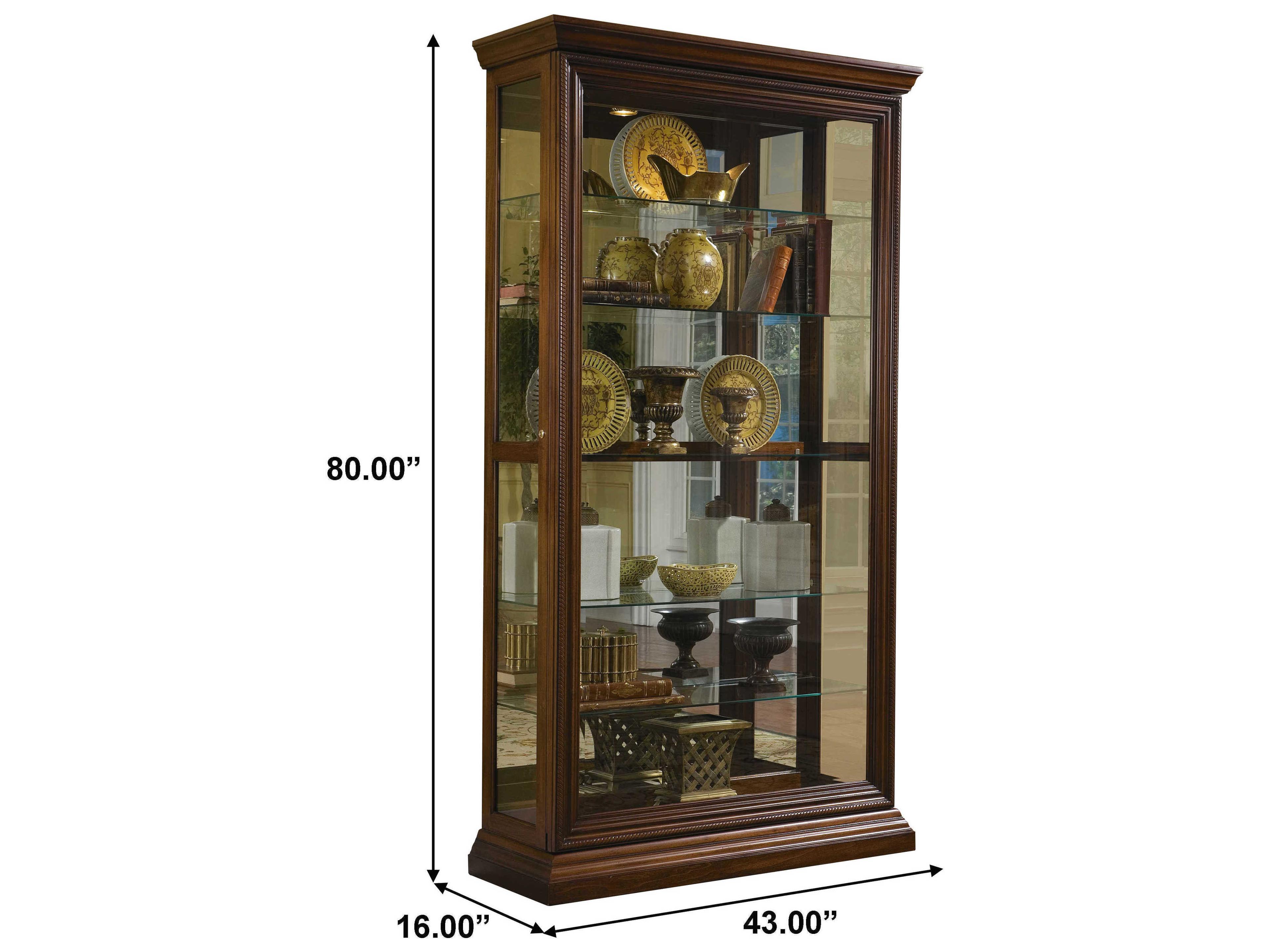 Pulaski Hardwood Oak Brown Curio Display Cabinet