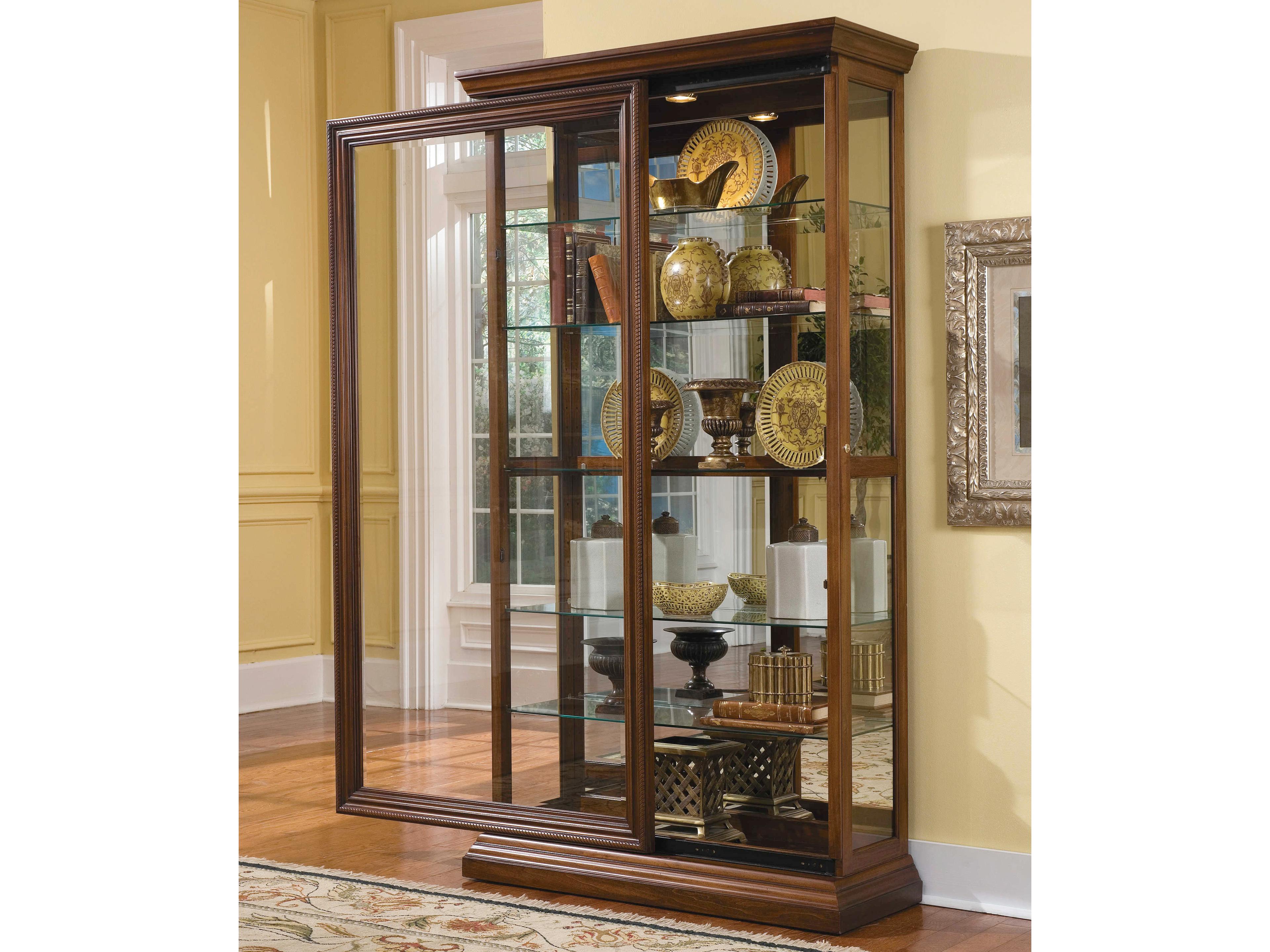 Pulaski Hardwood Oak Brown Curio Display Cabinet