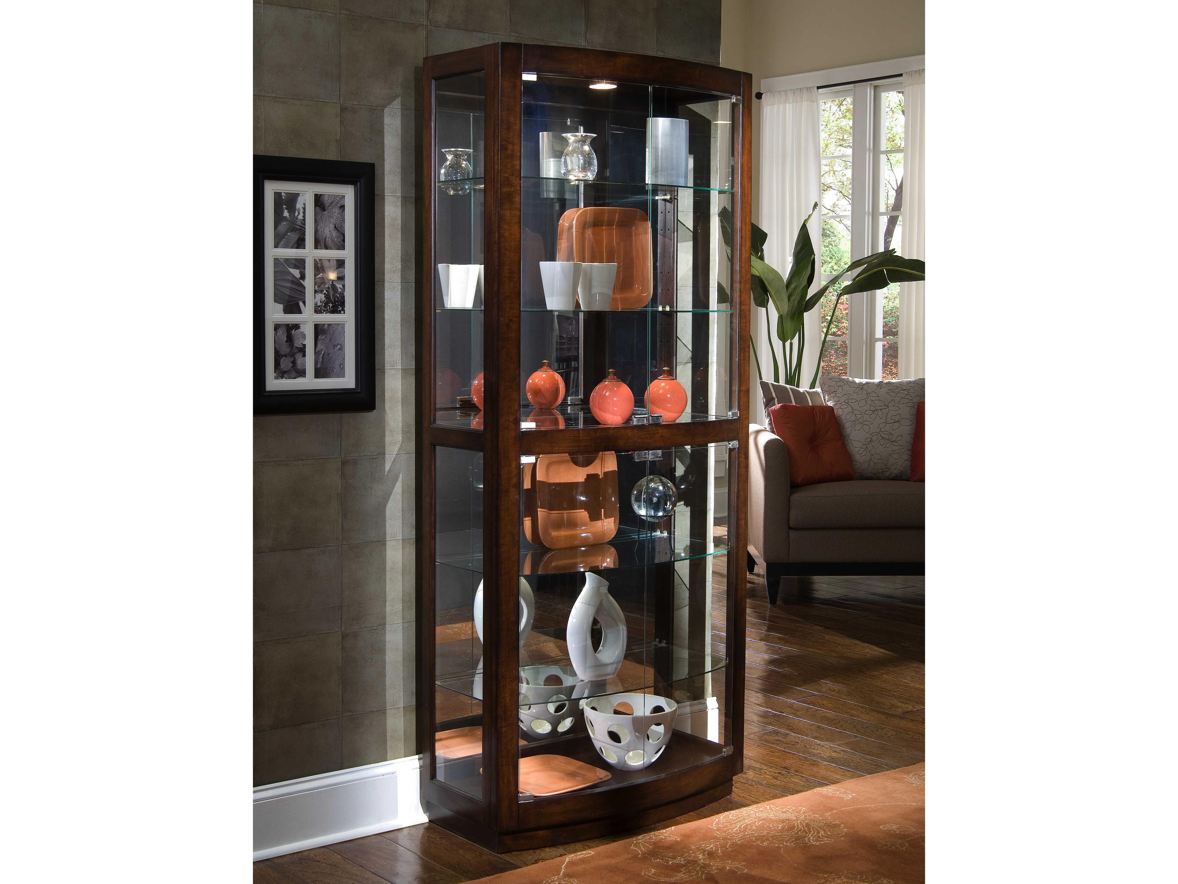 Pulaski Pacific Heights Hardwood Mahogany Brown Curio Display Cabinet