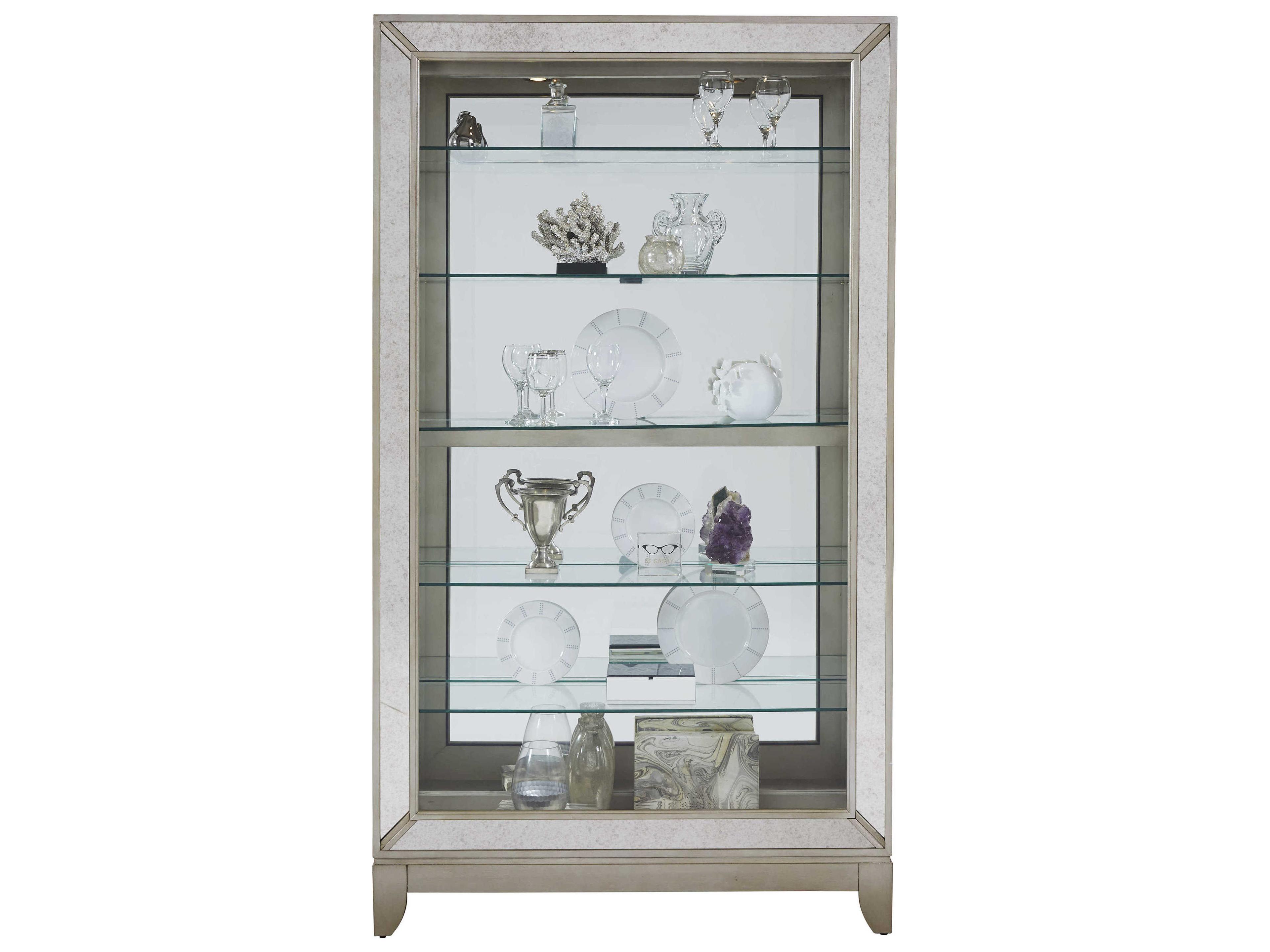 Pulaski Hardwood Aged Silver Curio Display Cabinet