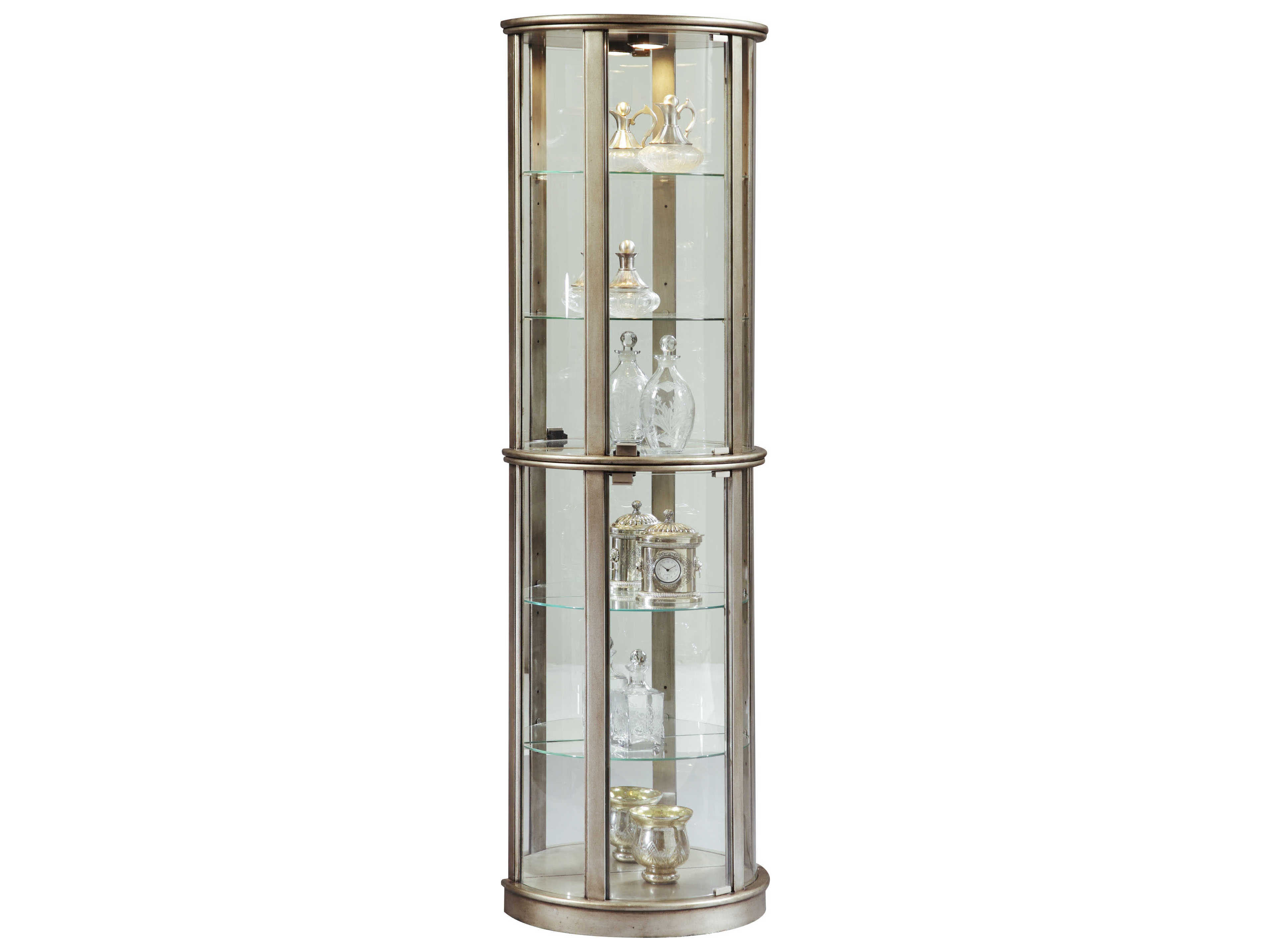 Pulaski Hardwood Aged Silver Curio Display Cabinet