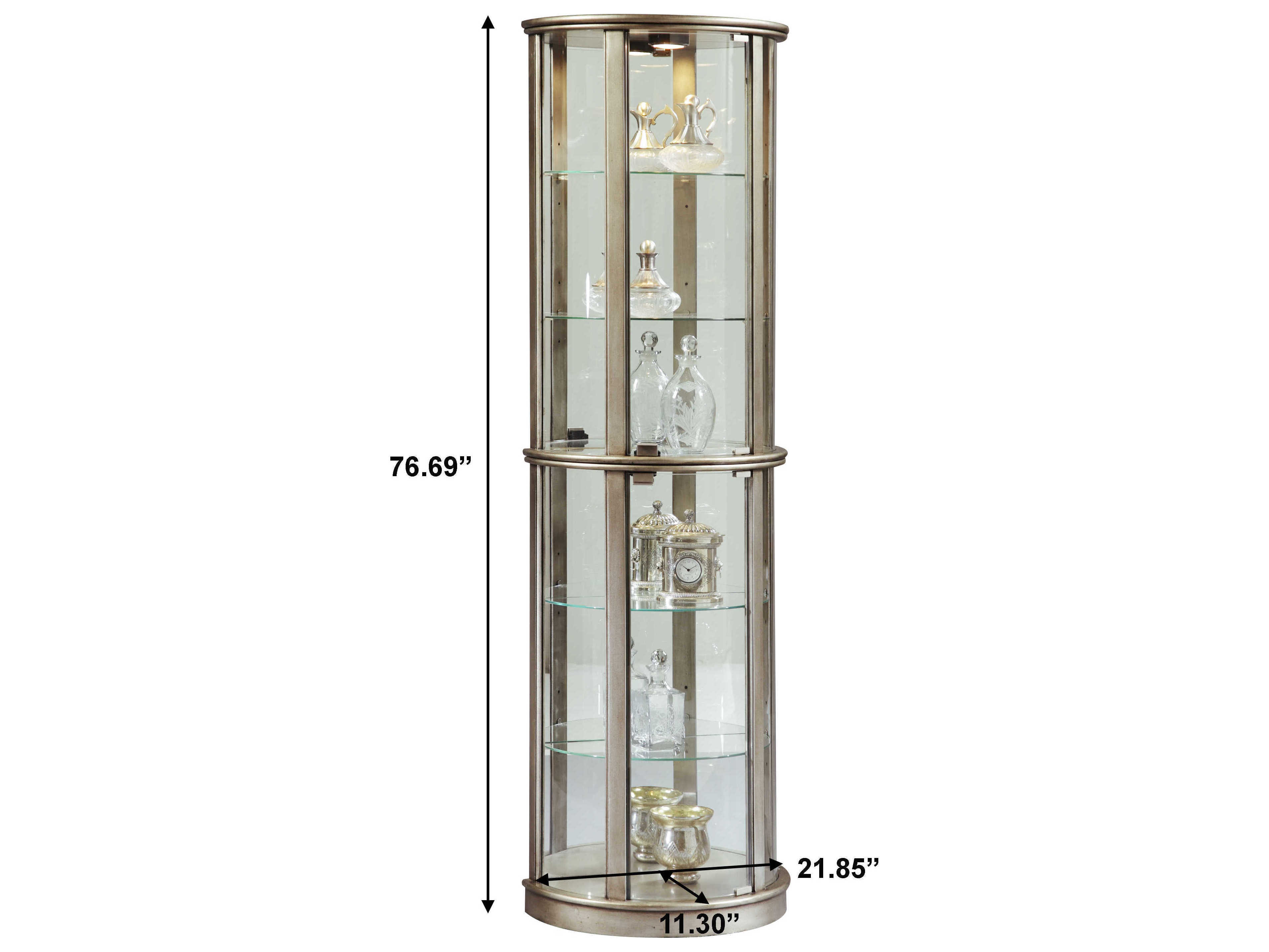 Pulaski Hardwood Aged Silver Curio Display Cabinet