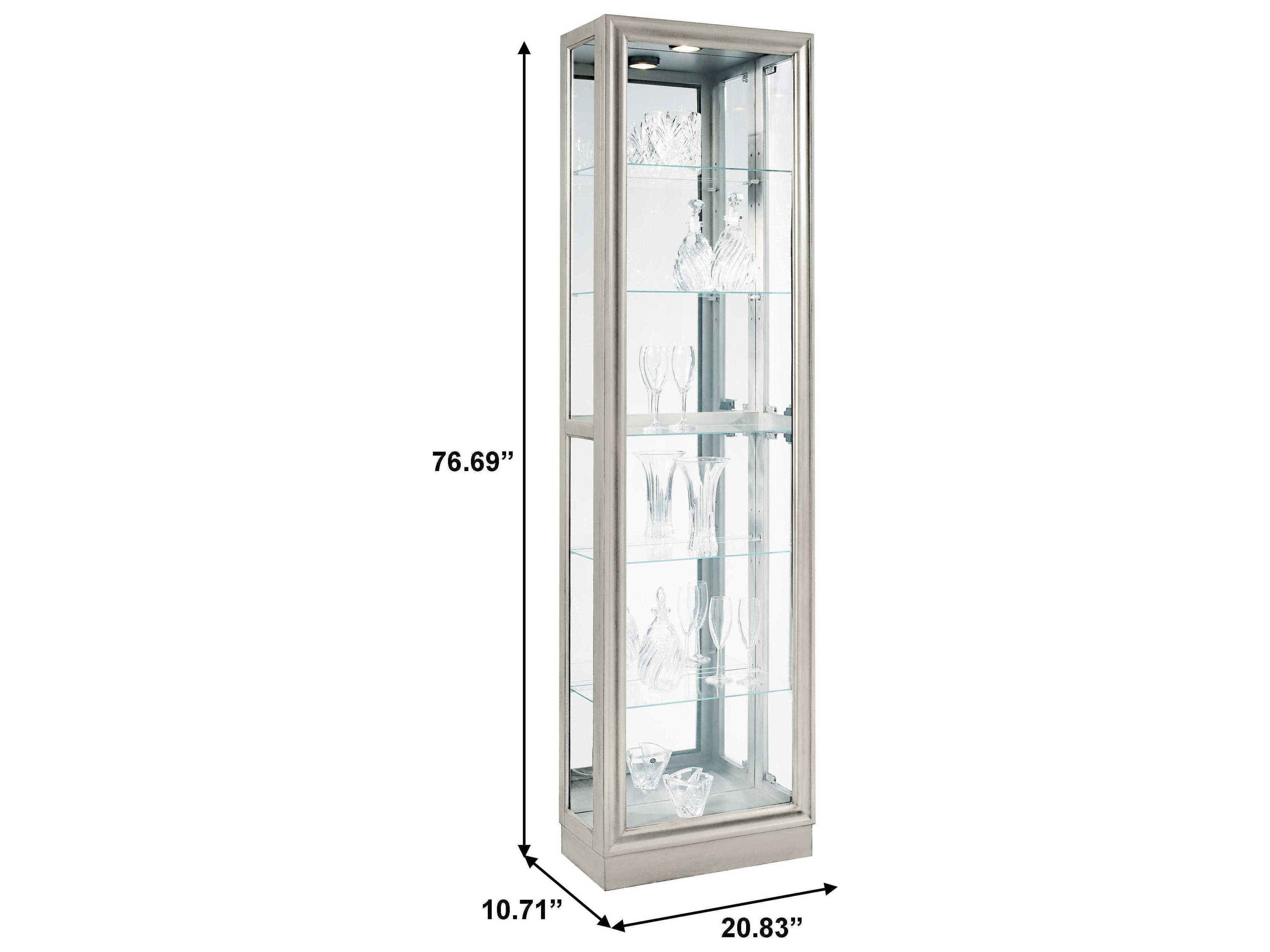 Pulaski Hardwood Platinum Silver Curio Display Cabinet