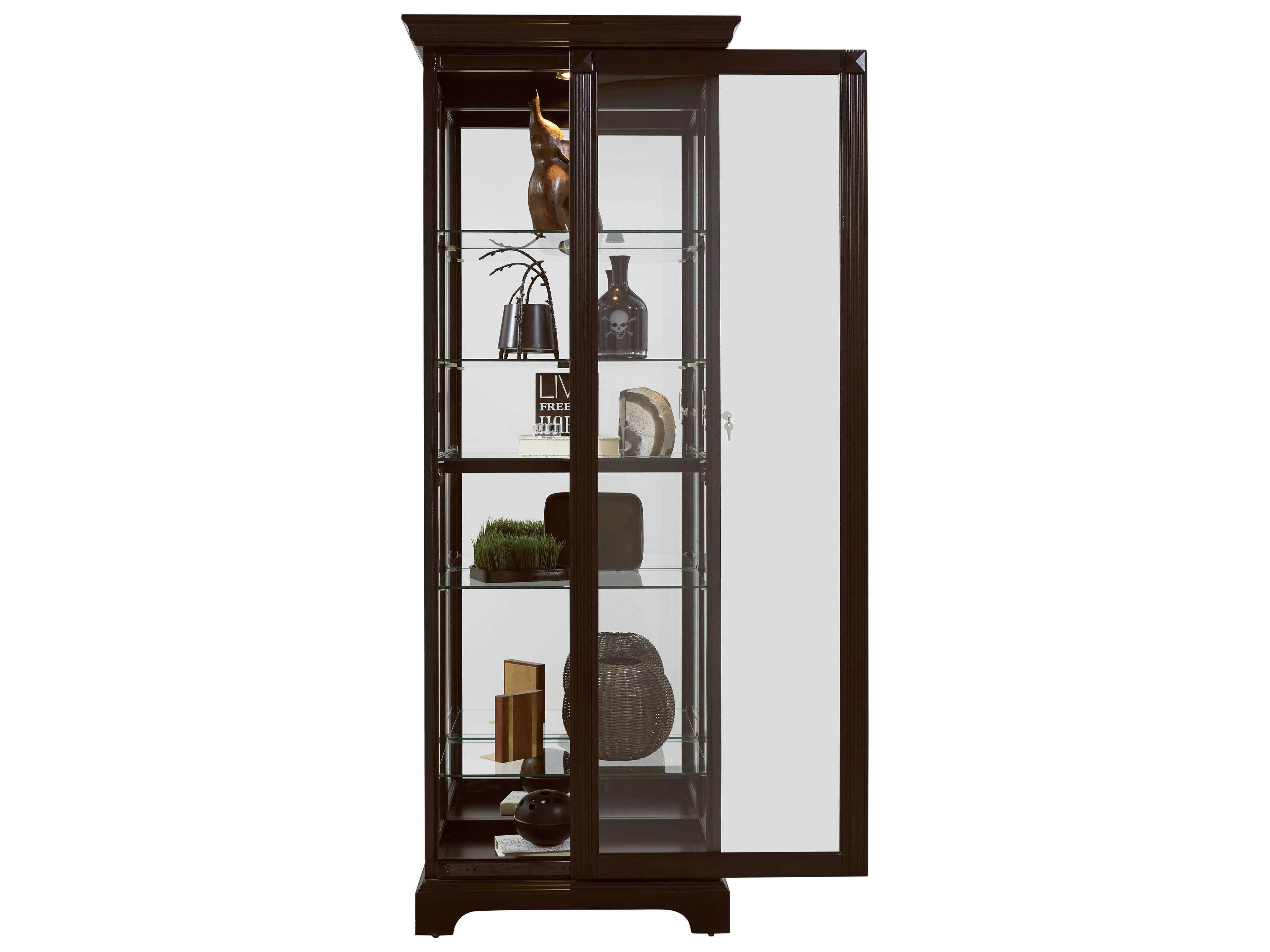 Pulaski Hardwood Deep Cherry Brown Curio Display Cabinet