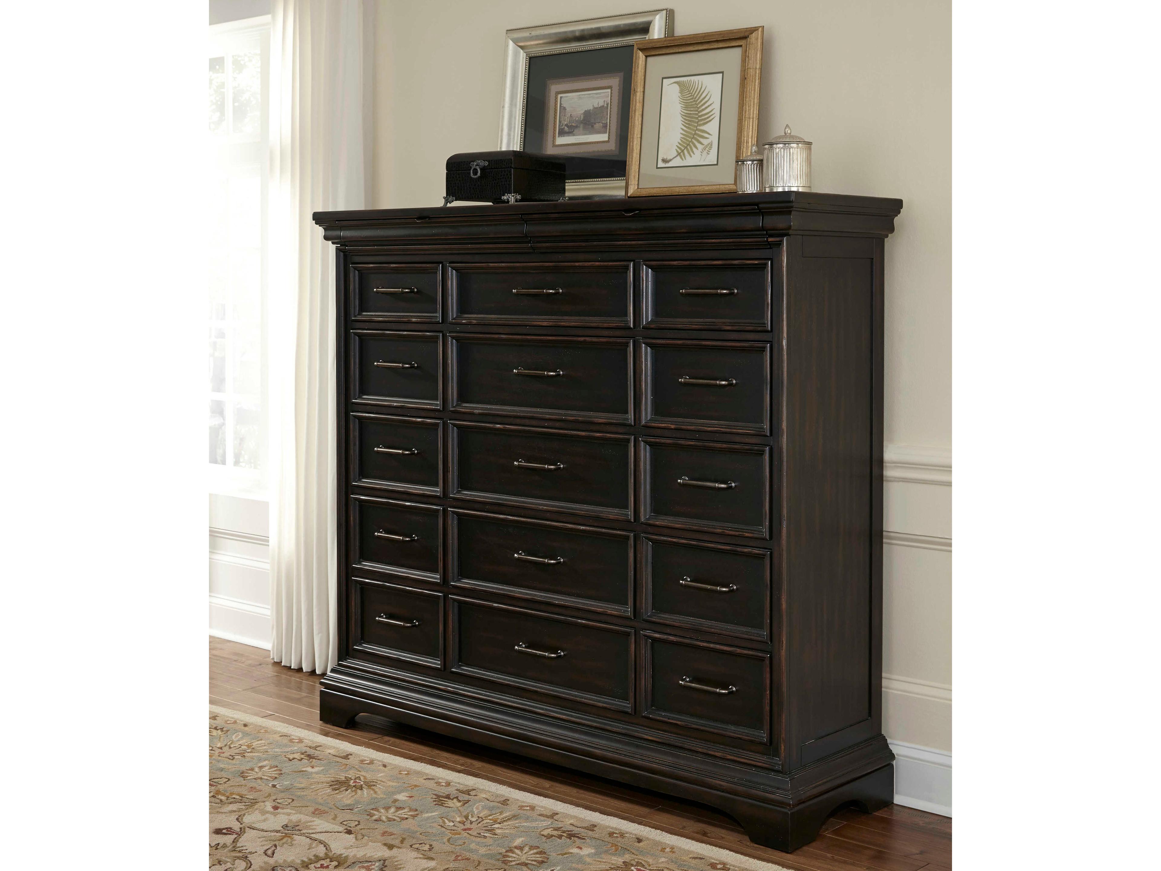 Pulaski Caldwell 17-Drawers Brown Acacia Wood Accent Chest
