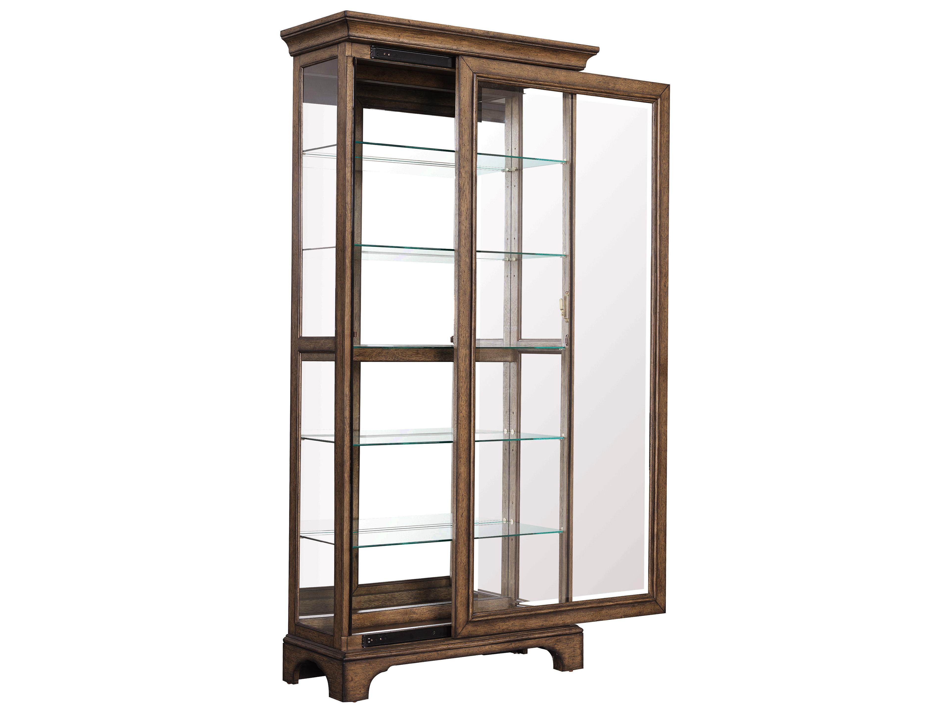 Pulaski Accents Traditional Sliding Door Curio with Glass Shelves and LED Light