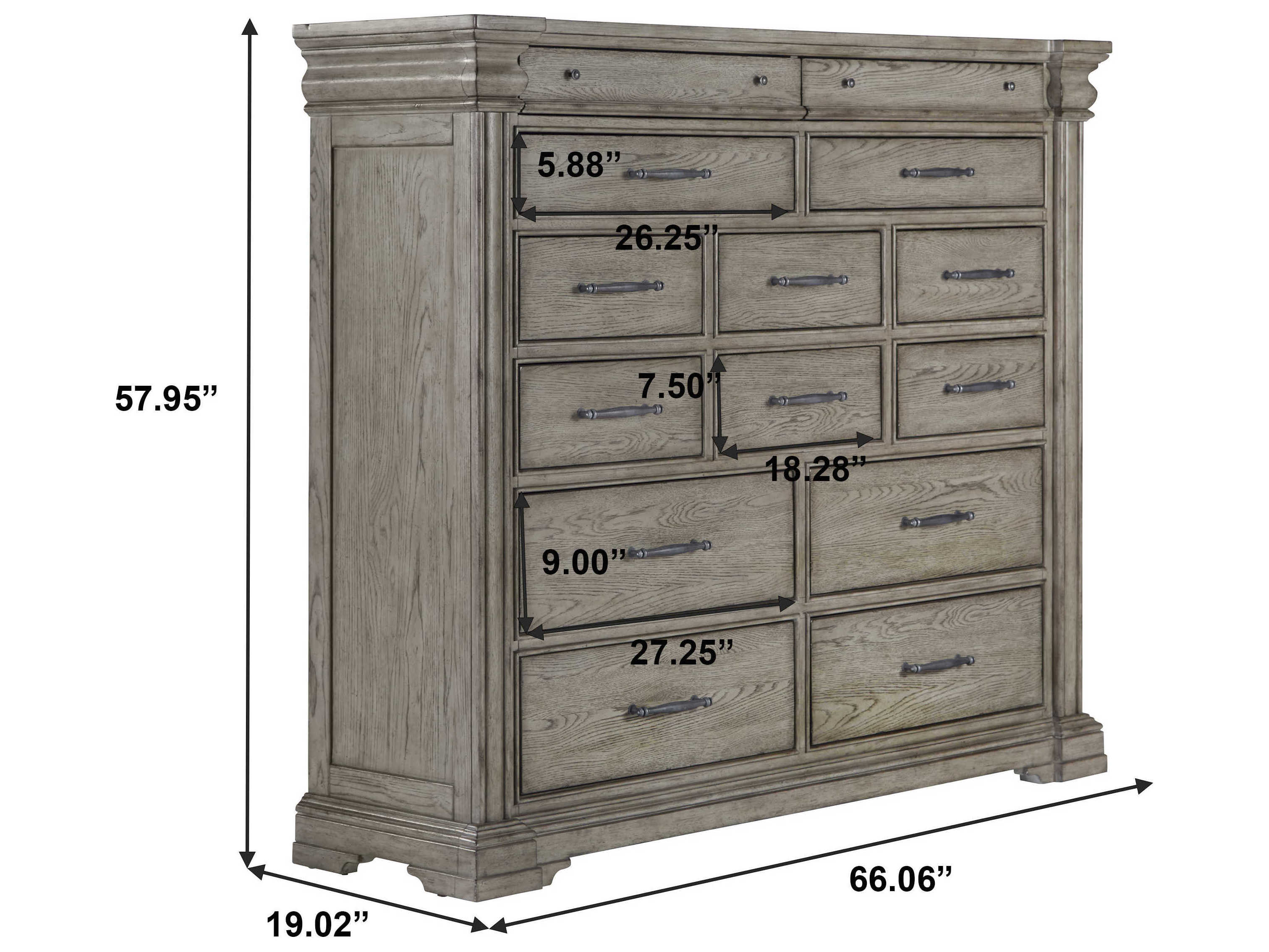 Pulaski Madison Ridge 14-Drawers Heritage Taupe Gray Hardwood Accent Chest